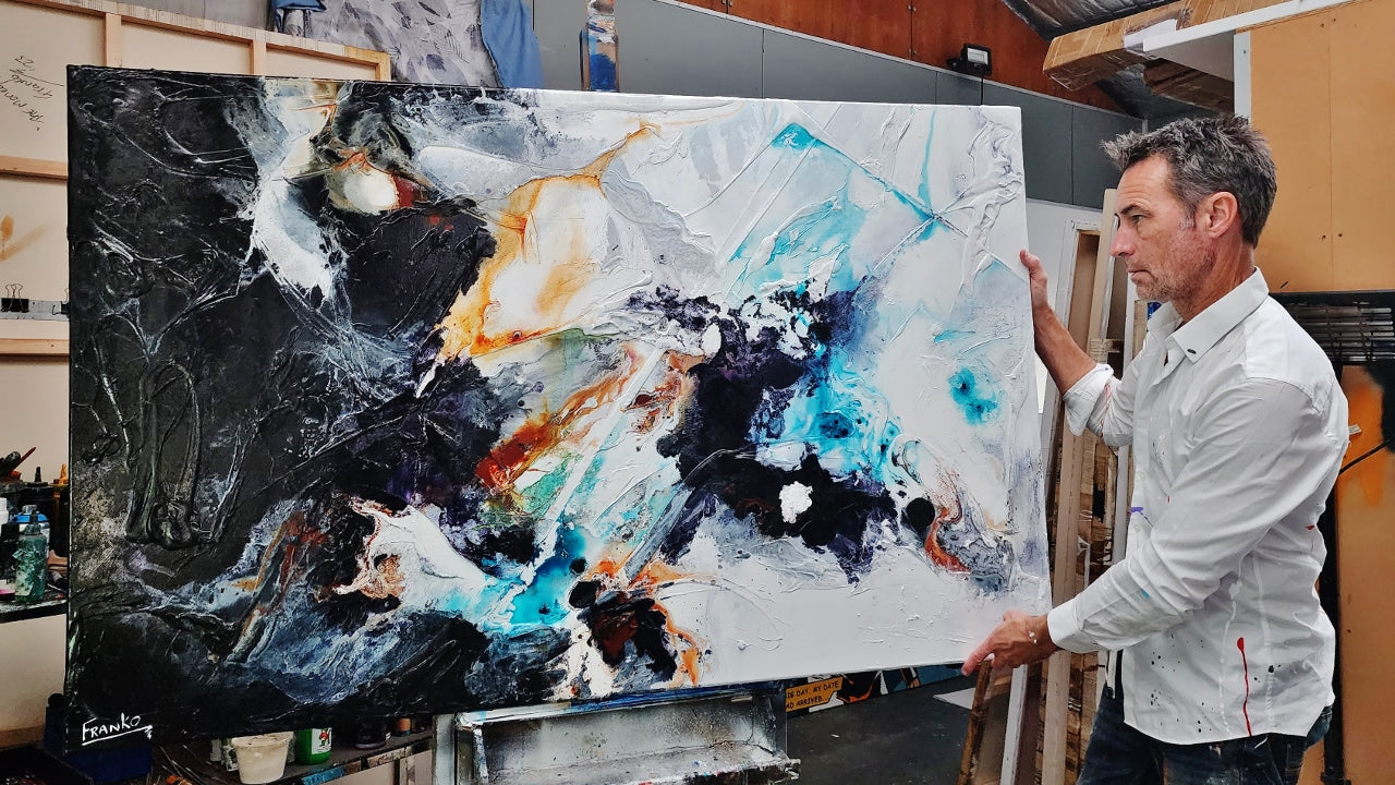 Rust Frenzy 160cm x 100cm Black Oxide Rust Textured Abstract Painting (SOLD)-Abstract-[Franko_Artist]-[The_Block]-[Dream_Homes]-[ideas]- [Grand_Designs]-Franklin Art Studio