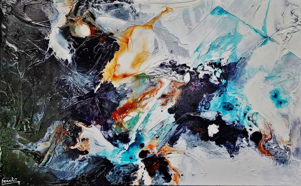 Rust Frenzy 160cm x 100cm Black Oxide Rust Textured Abstract Painting (SOLD)-Abstract-[Franko_Artist]-[Australian_artist]-[Gold_Coast]-[Brisbane]-[modern]-[contemporary]-[original]-[Large_artwork]-Franklin Art Studio