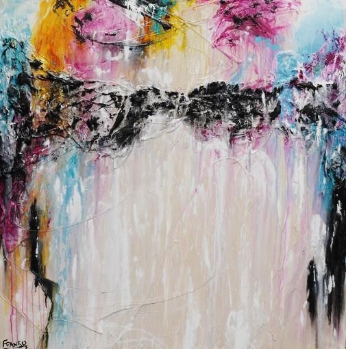 A Perfect Start 120cm x 120cm Pink Abstract Painting (SOLD)-abstract-[Franko_Artist]-[Australian_artist]-[Gold_Coast]-[Brisbane]-[modern]-[contemporary]-[original]-[Large_artwork]-Franklin Art Studio