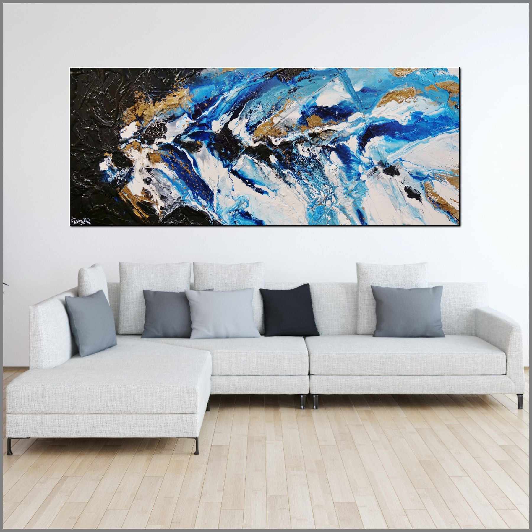 Admiralty 200cm x 80cm Blue Gold Textured Abstract Painting (SOLD)-Abstract-[Franko_Artist]-[Australian_artist]-[Gold_Coast]-[Brisbane]-[modern]-[contemporary]-[original]-[Large_artwork]-[The_Block]-[Dream_Homes]-[ideas]-[Grand_Designs]-[Art_Lover]-Franklin Art Studio