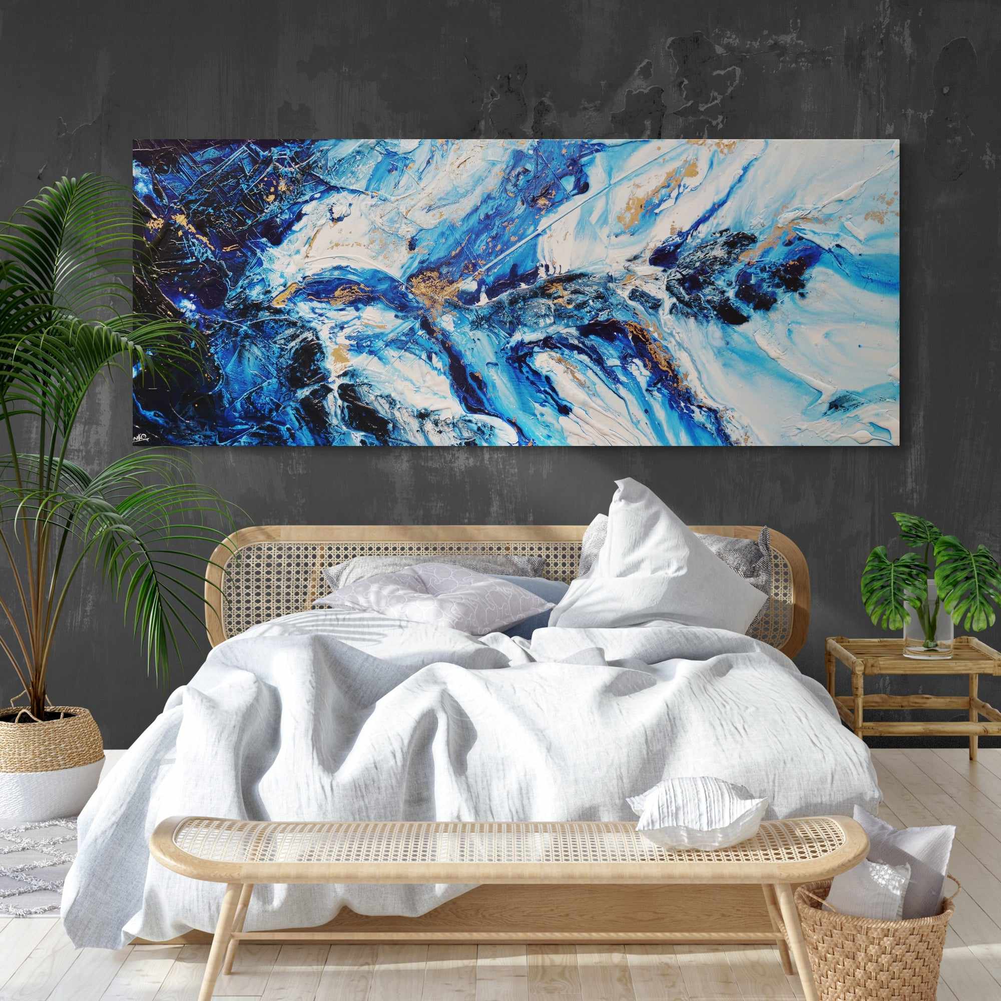 Admiralty Sapphire 200cm x 80cm Blue White Gold Textured Abstract Painting (SOLD)-Abstract-[Franko_Artist]-[Australian_artist]-[Gold_Coast]-[Brisbane]-[modern]-[contemporary]-[original]-[Large_artwork]-[The_Block]-[Dream_Homes]-[ideas]-[Grand_Designs]-[Art_Lover]-Franklin Art Studio