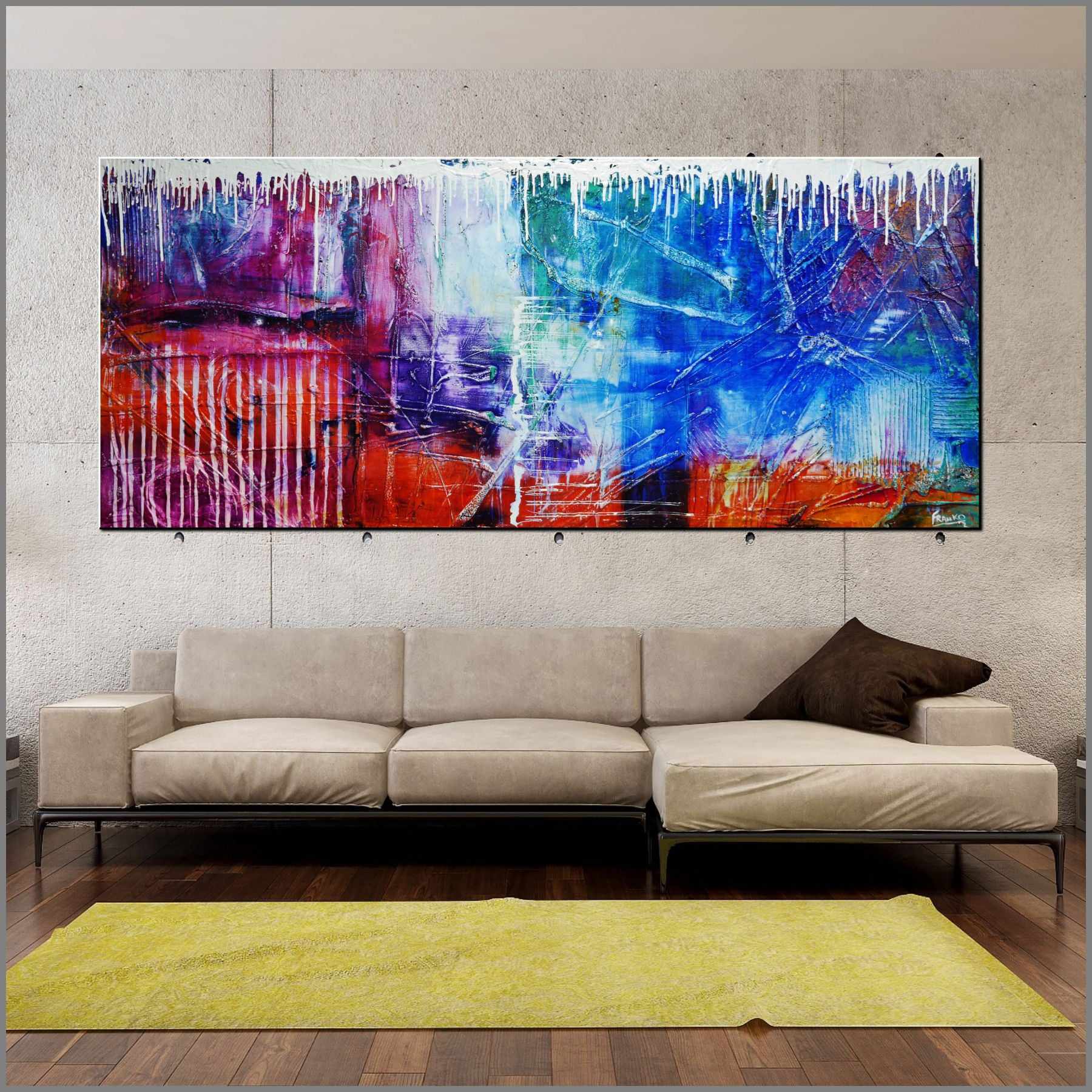 All That Grunge 240cm x 100cm Colourful Textured Abstract Painting (SOLD)-Abstract-[Franko_Artist]-[Australian_artist]-[Gold_Coast]-[Brisbane]-[modern]-[contemporary]-[original]-[Large_artwork]-[The_Block]-[Dream_Homes]-[ideas]-[Grand_Designs]-[Art_Lover]-Franklin Art Studio