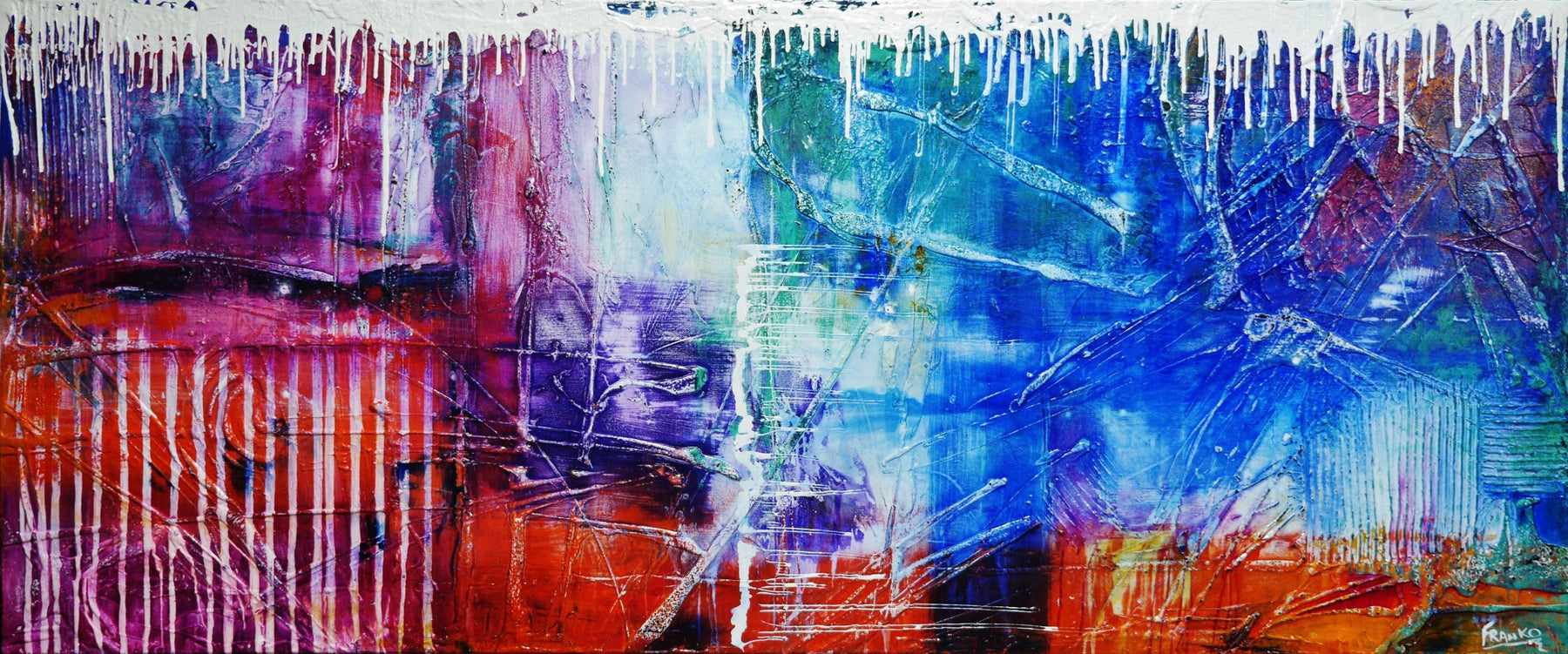 All That Grunge 240cm x 100cm Colourful Textured Abstract Painting (SOLD)-Abstract-[Franko_Artist]-[Australian_artist]-[Gold_Coast]-[Brisbane]-[modern]-[contemporary]-[original]-[Large_artwork]-Franklin Art Studio