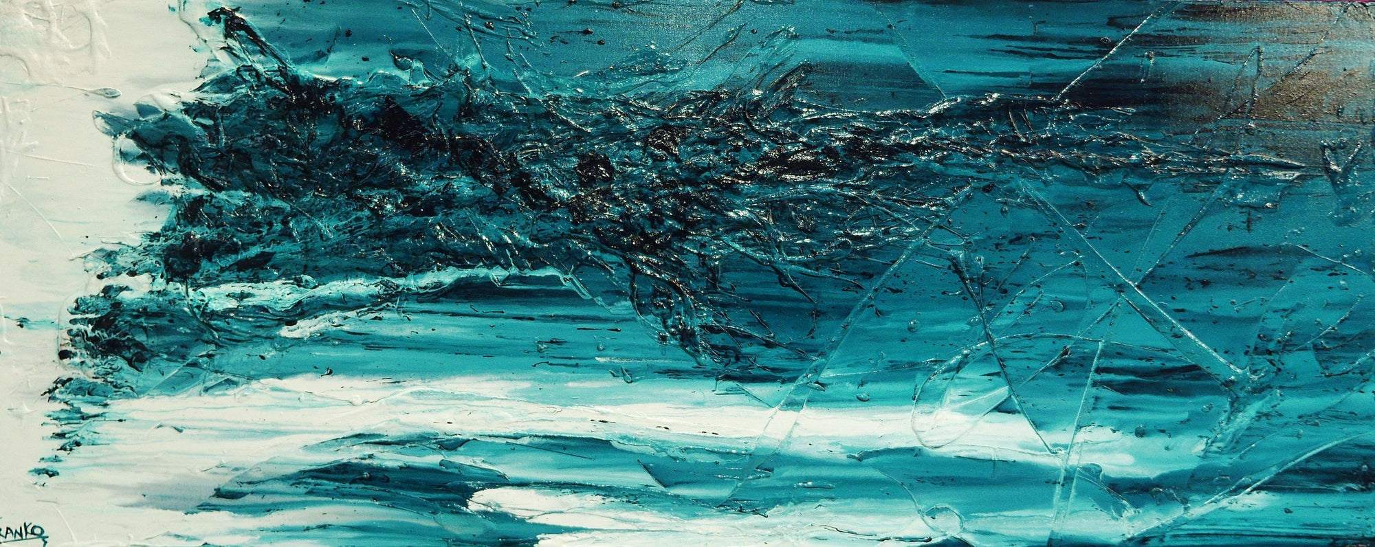 Alpine Fresh 200cm x 80cm Green White Textured Abstract Painting (SOLD)-Abstract-[Franko_Artist]-[Australian_artist]-[Gold_Coast]-[Brisbane]-[modern]-[contemporary]-[original]-[Large_artwork]-Franklin Art Studio