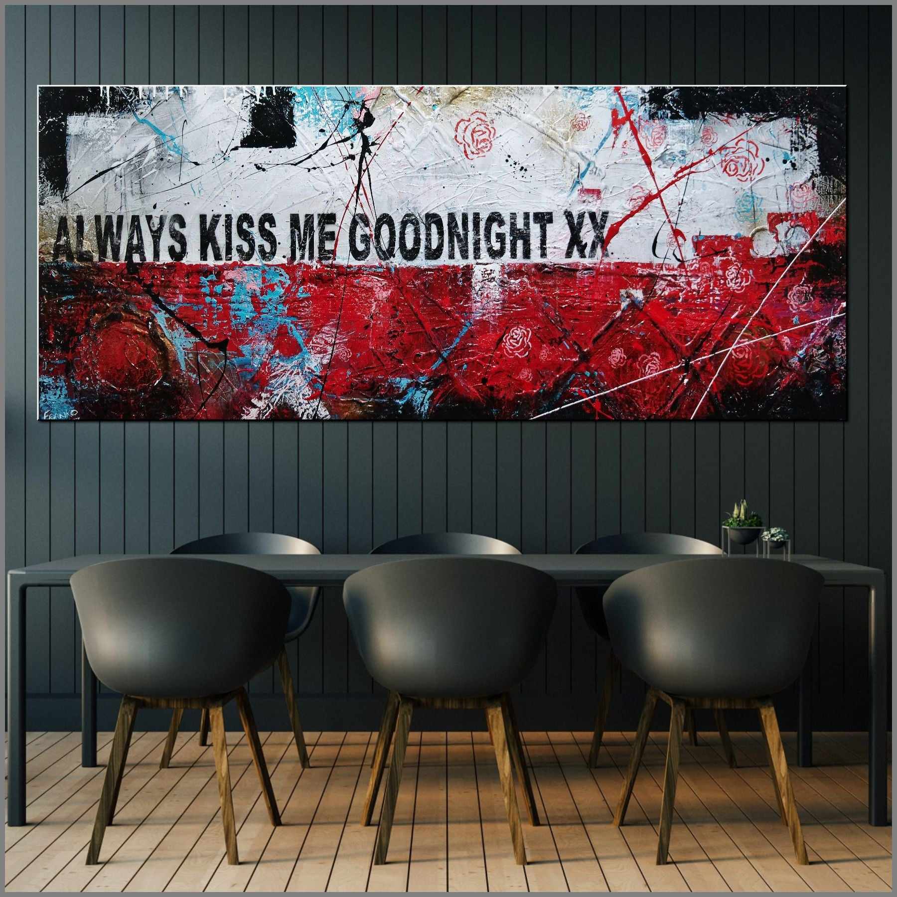 Always Forever 200cm x 80cm Always Kiss Me Goodnight Urban Pop Art Abstract Painting (SOLD)-Urban Pop Art-[Franko_Artist]-[Australian_artist]-[Gold_Coast]-[Brisbane]-[modern]-[contemporary]-[original]-[Large_artwork]-[The_Block]-[Dream_Homes]-[ideas]-[Grand_Designs]-[Art_Lover]-Franklin Art Studio