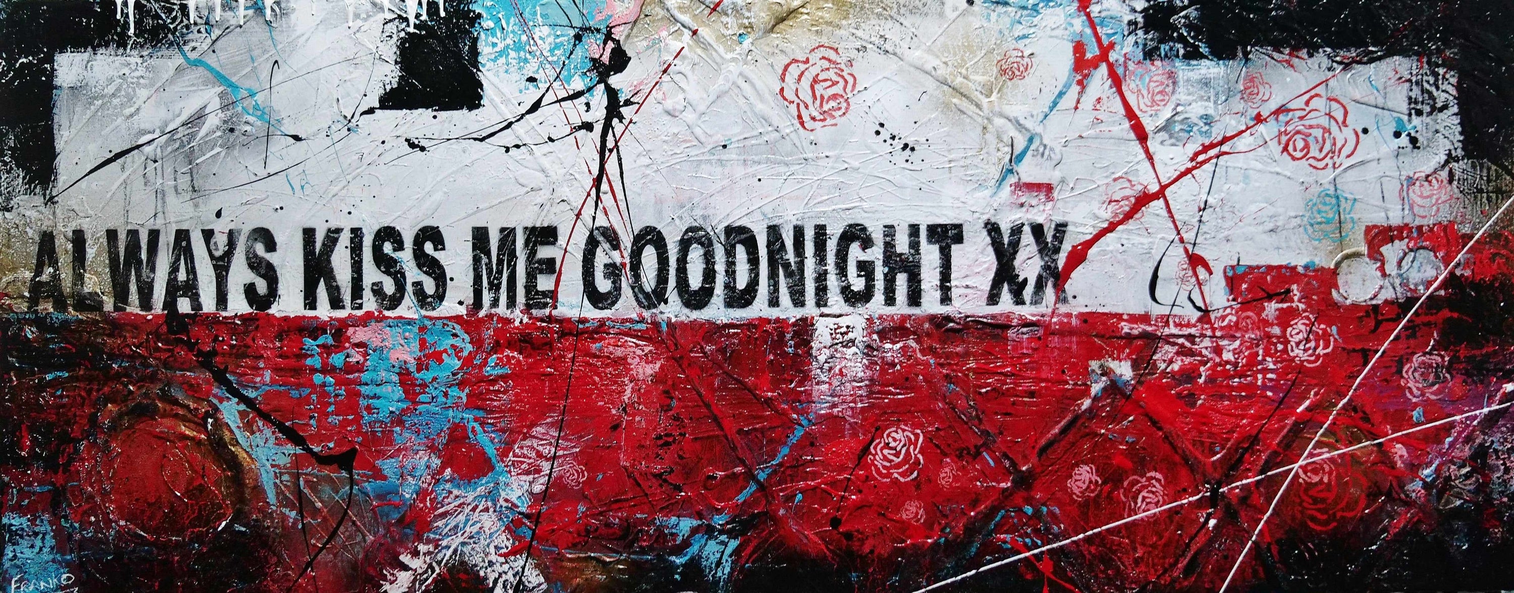 Always Forever 200cm x 80cm Always Kiss Me Goodnight Urban Pop Art Abstract Painting (SOLD)-Urban Pop Art-[Franko_Artist]-[Australian_artist]-[Gold_Coast]-[Brisbane]-[modern]-[contemporary]-[original]-[Large_artwork]-Franklin Art Studio