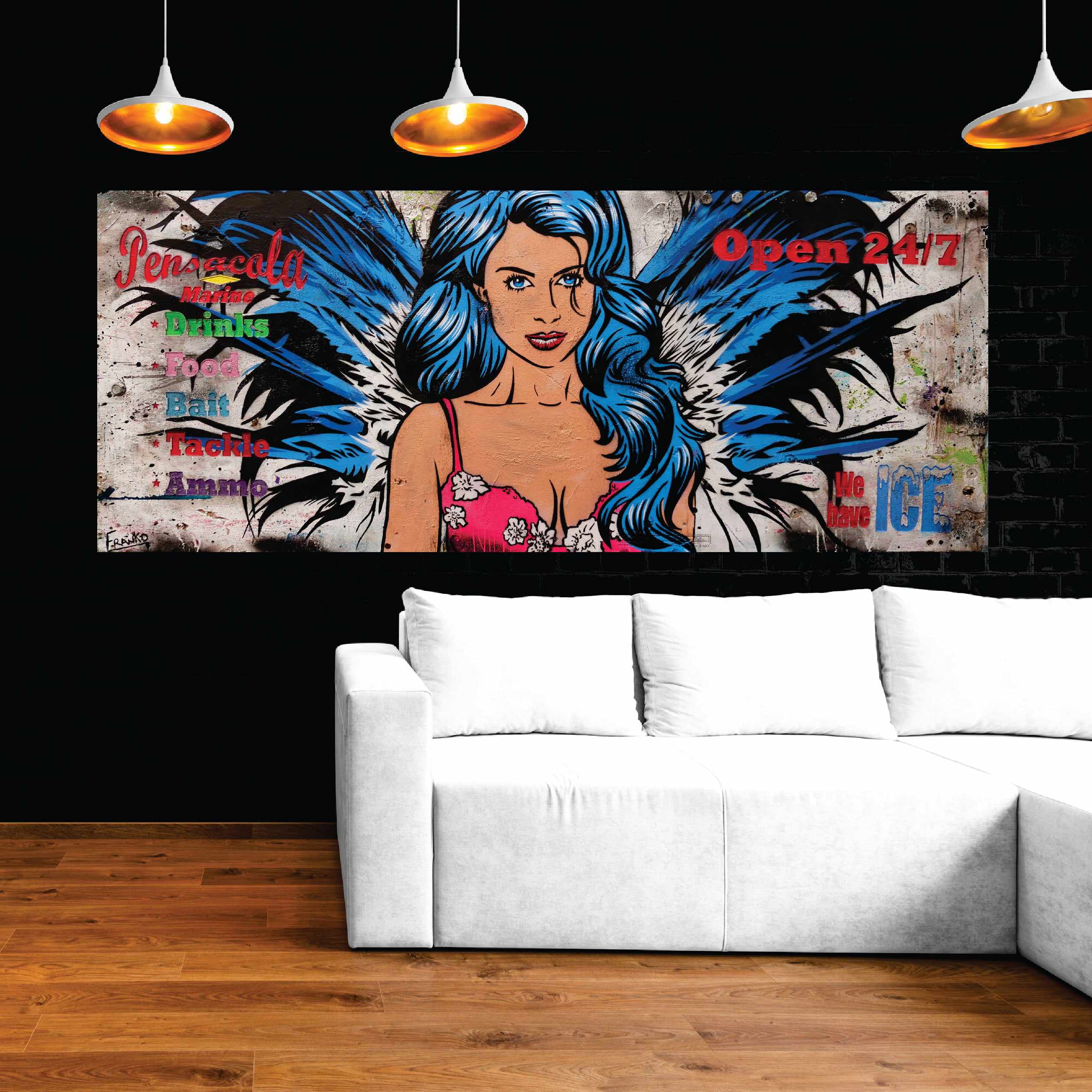 Angelic 210cm x 86cm Angel Recycled Timber Pallet Urban Pop Art Painting (SOLD)-Urban Pop Art-[Franko]-[Artist]-[Australia]-[Painting]-Franklin Art Studio
