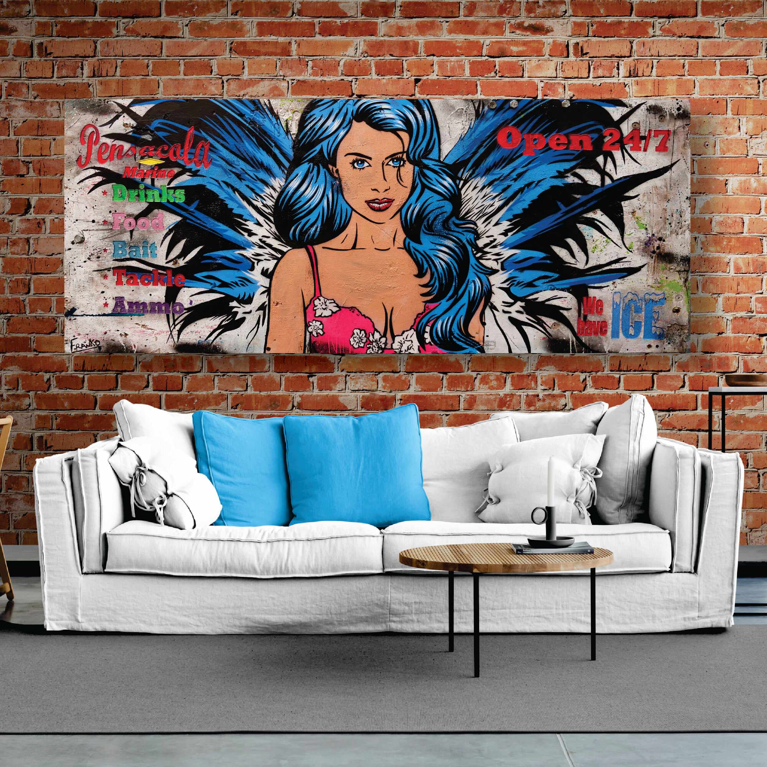 Angelic 210cm x 86cm Angel Recycled Timber Pallet Urban Pop Art Painting (SOLD)-Urban Pop Art-[Franko_Artist]-[The_Block]-[Dream_Homes]-[ideas]- [Grand_Designs]-Franklin Art Studio