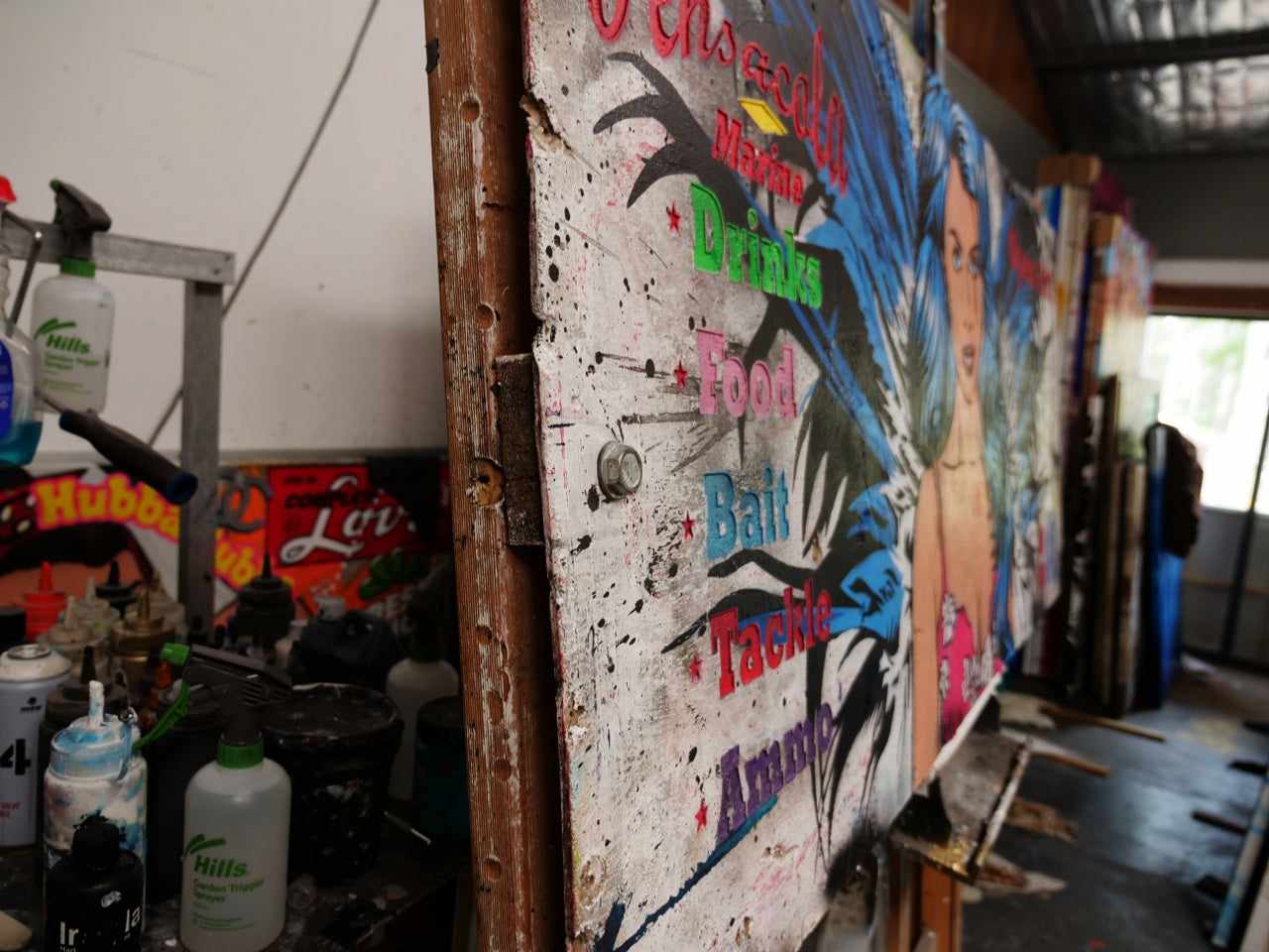 Angelic 210cm x 86cm Angel Recycled Timber Pallet Urban Pop Art Painting (SOLD)