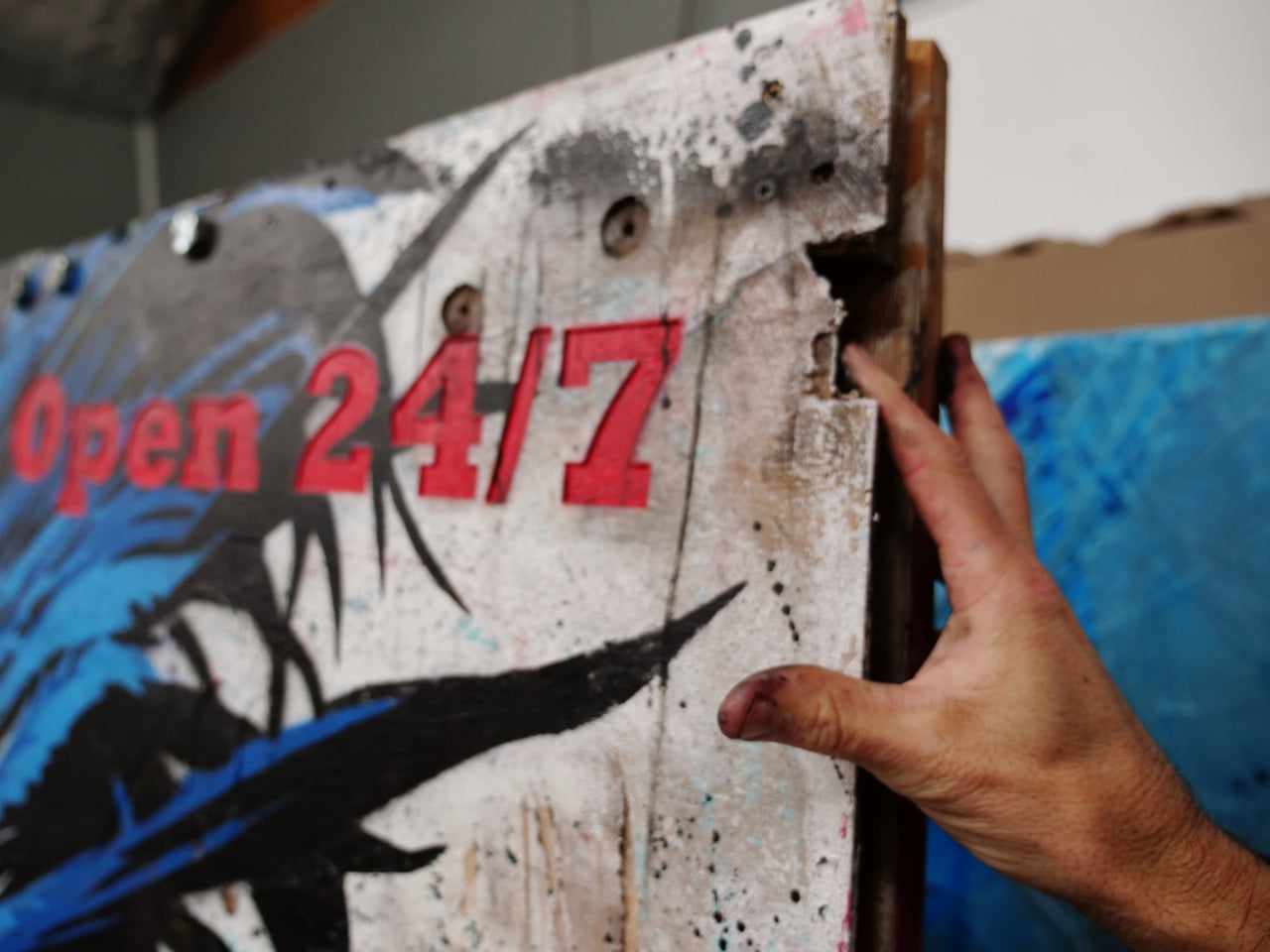 Angelic 210cm x 86cm Angel Recycled Timber Pallet Urban Pop Art Painting (SOLD)