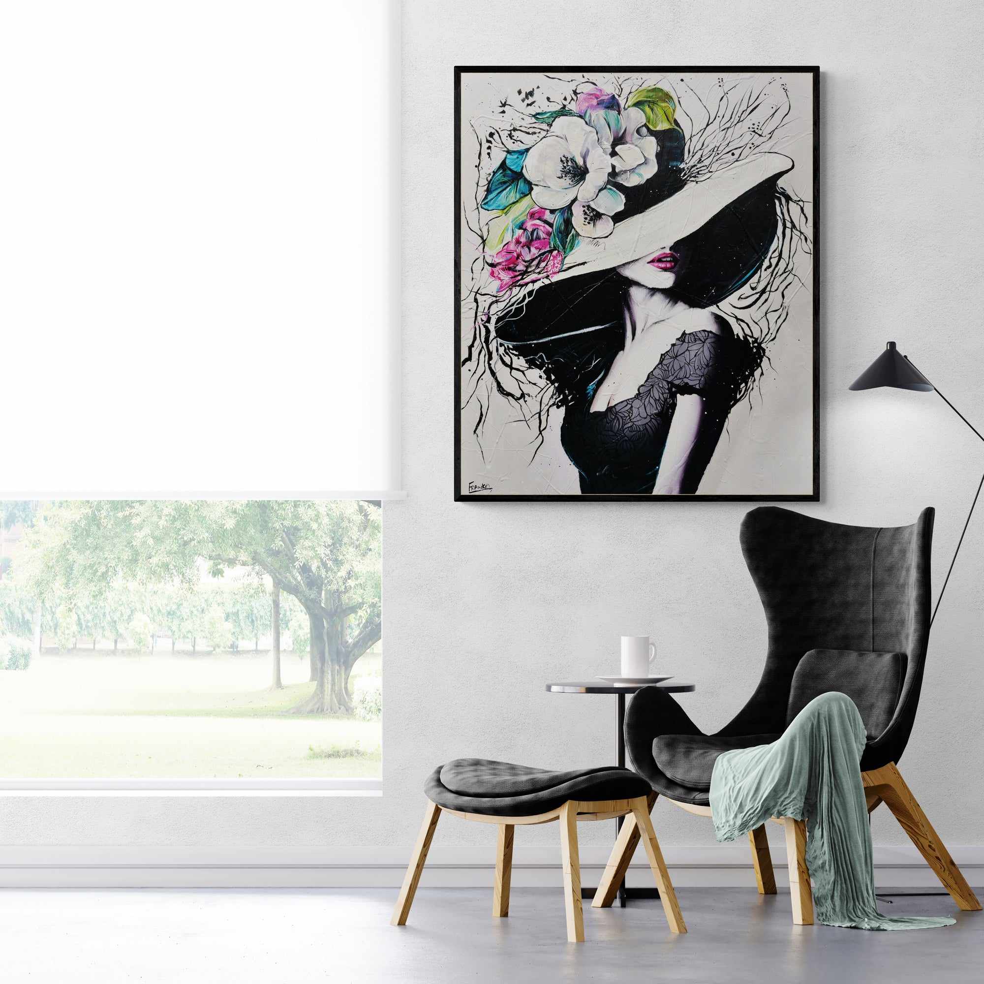 update alt-text with template Angelica 120cm x 100cm Flower Hat Abstract Elegance Textured Painting (SOLD)-people-[Franko_Artist]-[The_Block]-[Dream_Homes]-[ideas]- [Grand_Designs]-Franklin Art Studio