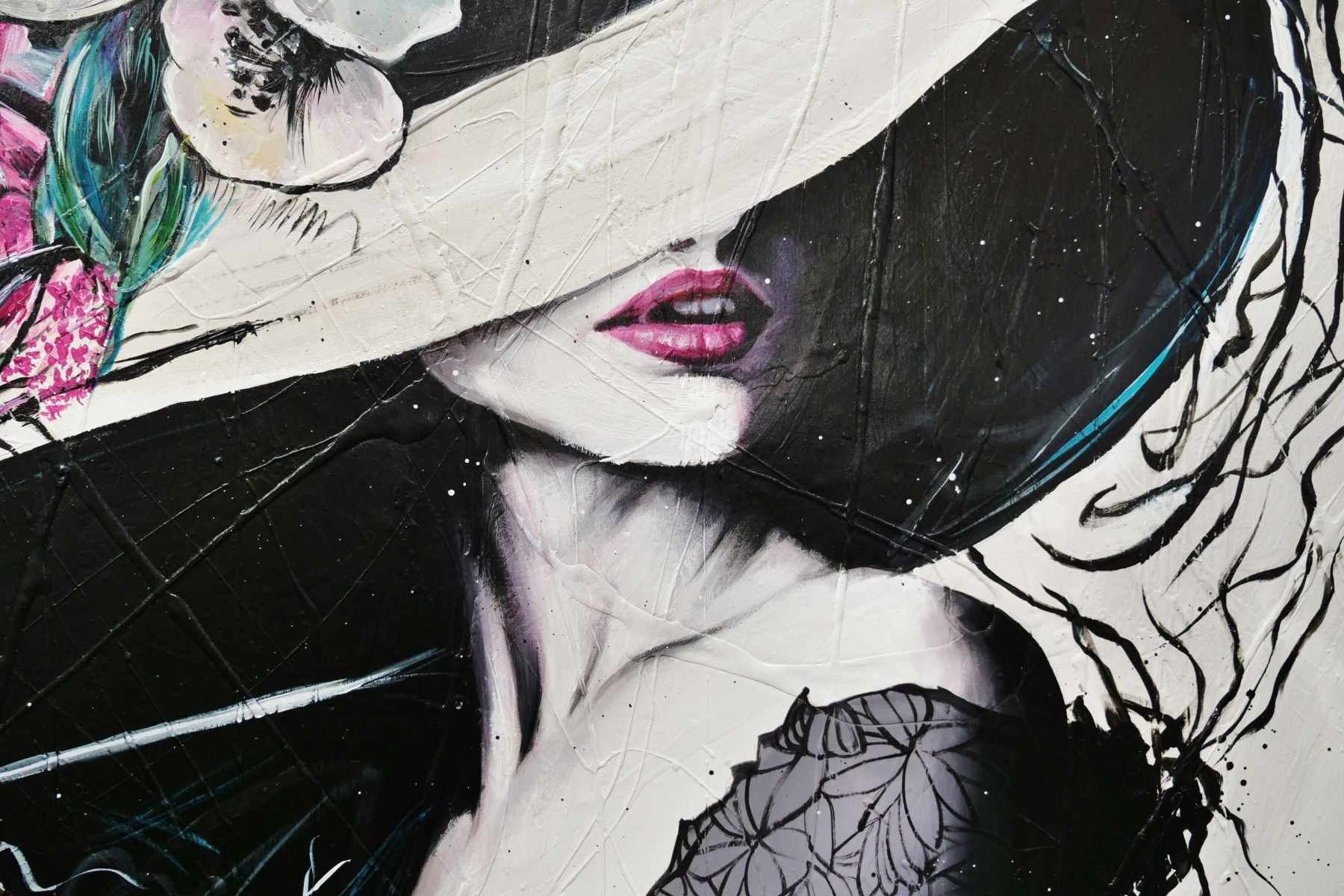 Angelica 120cm x 100cm Flower Hat Abstract Elegance Textured Painting (SOLD)