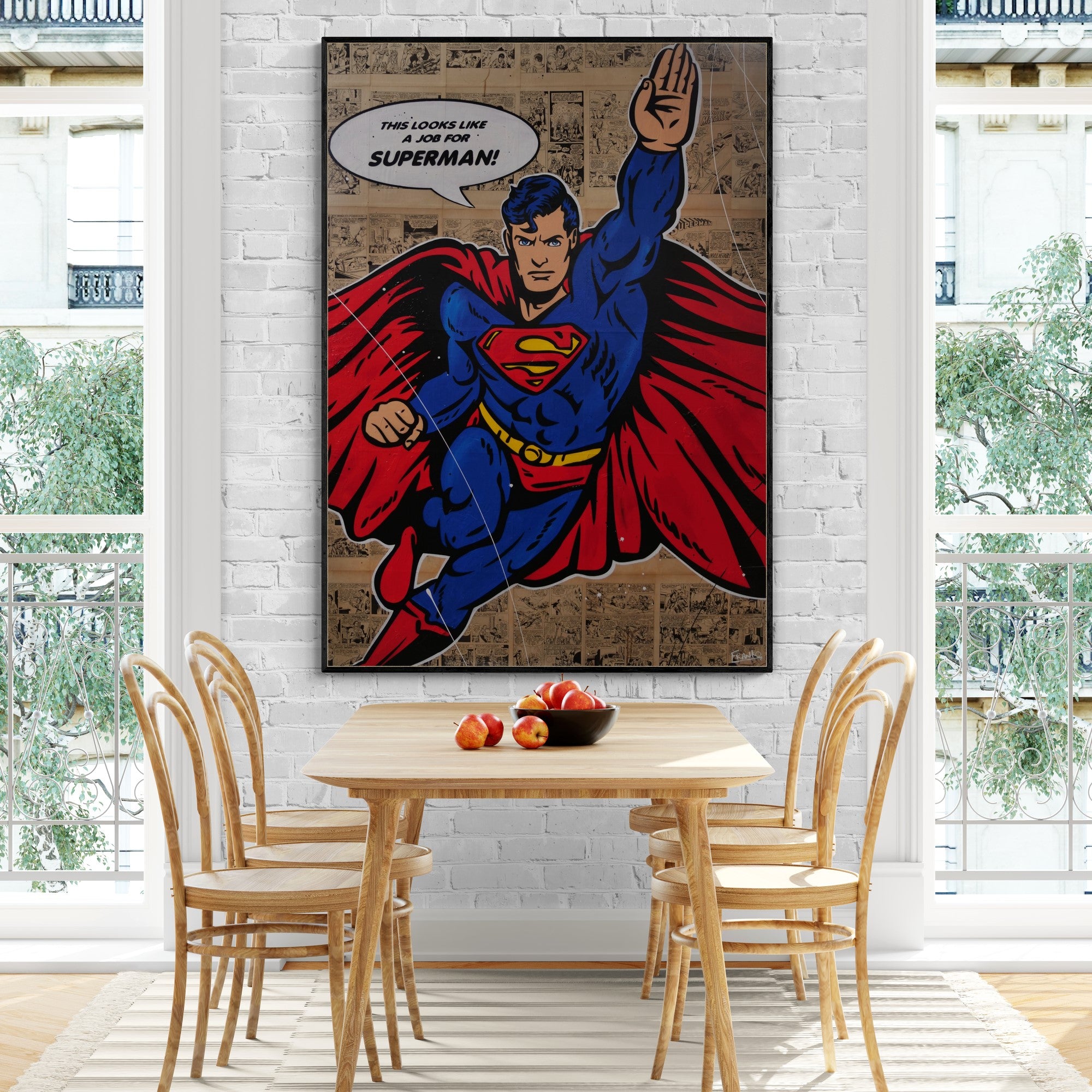 Super Job 140cm x 100cm Superman Urban Pop Art Book Club Painting (SOLD)-book club-[Franko_Artist]-[Australian_artist]-[Gold_Coast]-[Brisbane]-[modern]-[contemporary]-[original]-[Large_artwork]-[The_Block]-[Dream_Homes]-[ideas]-[Grand_Designs]-[Art_Lover]-Franklin Art Studio