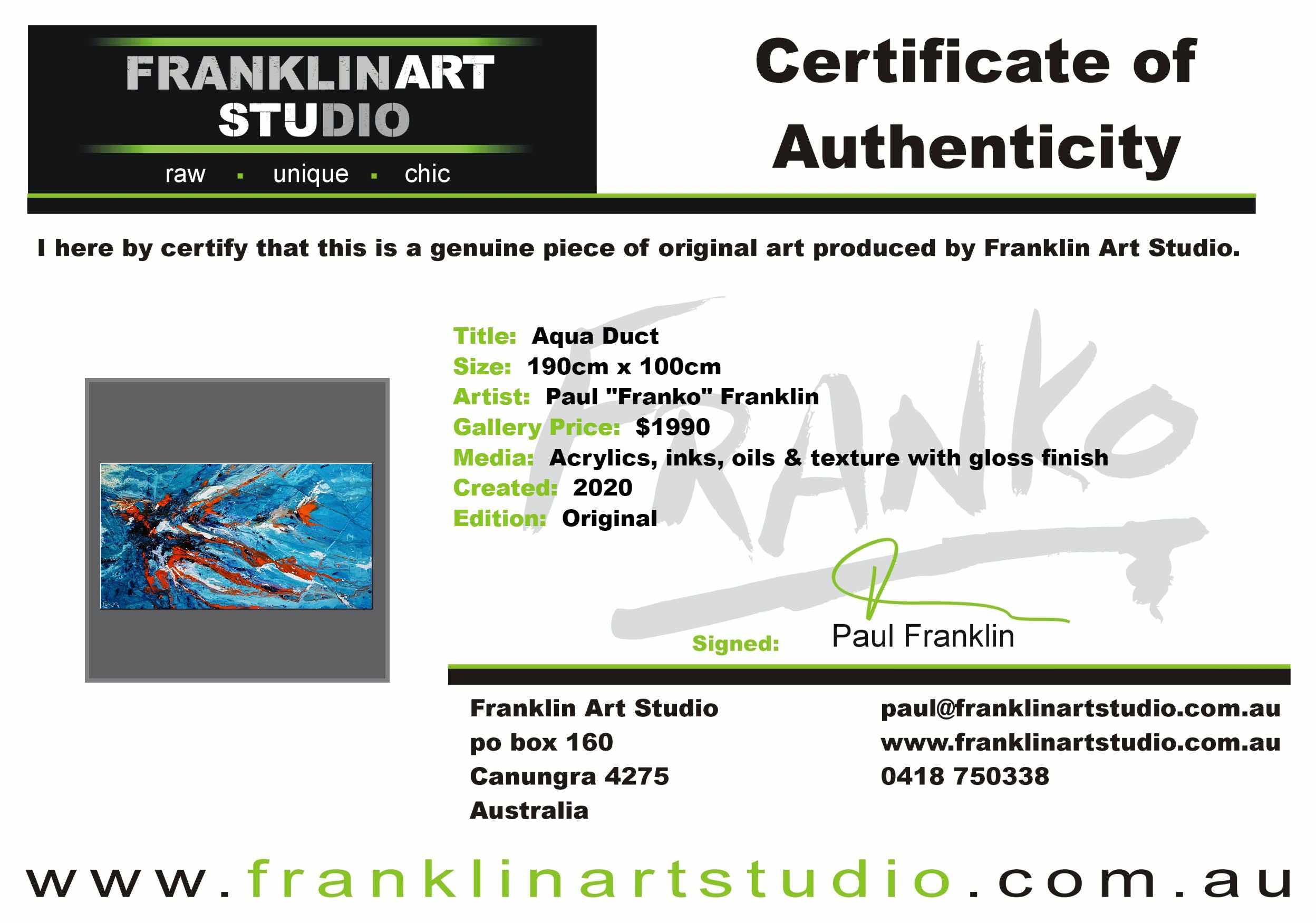 Aqua Duct 190cm x 100cm Blue Orange Textured Abstract Painting (SOLD)-Abstract-[Franko_Artist]-[The_Block]-[Dream_Homes]-[ideas]-[Grand_Designs]-[Art_Lover]-Franklin Art Studio