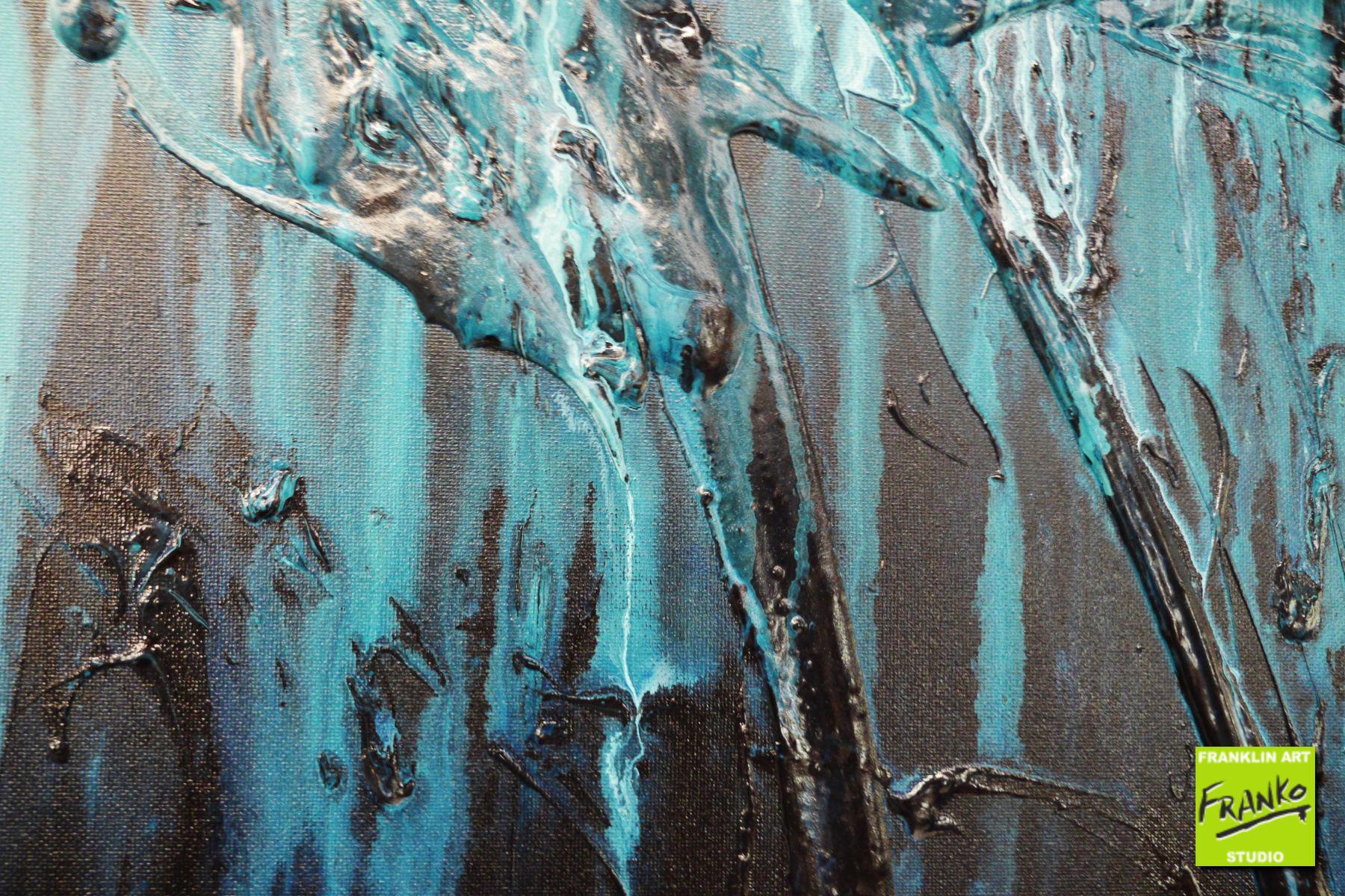 Aqua Impression 200cm x 80cm Blue White Textured Abstract Painting (SOLD)