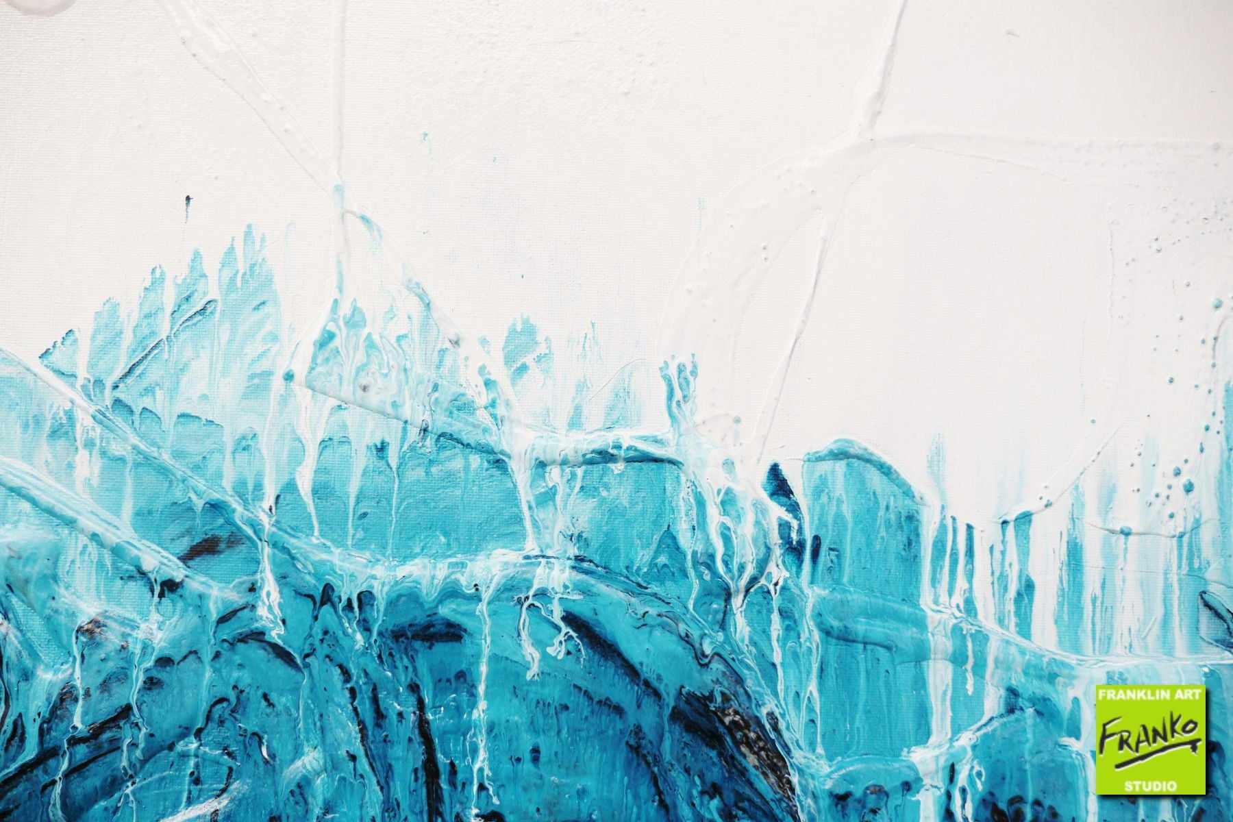 Aqua Impression 200cm x 80cm Blue White Textured Abstract Painting (SOLD)-Abstract-[Franko]-[Artist]-[Australia]-[Painting]-Franklin Art Studio