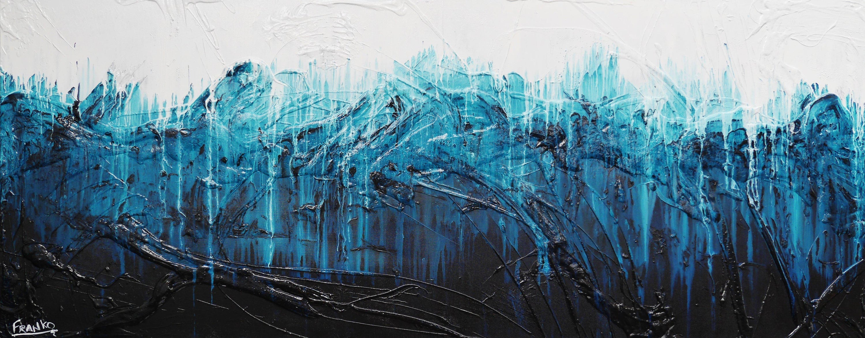 Aqua Impression 200cm x 80cm Blue White Textured Abstract Painting (SOLD)-Abstract-[Franko_Artist]-[Australian_artist]-[Gold_Coast]-[Brisbane]-[modern]-[contemporary]-[original]-[Large_artwork]-Franklin Art Studio