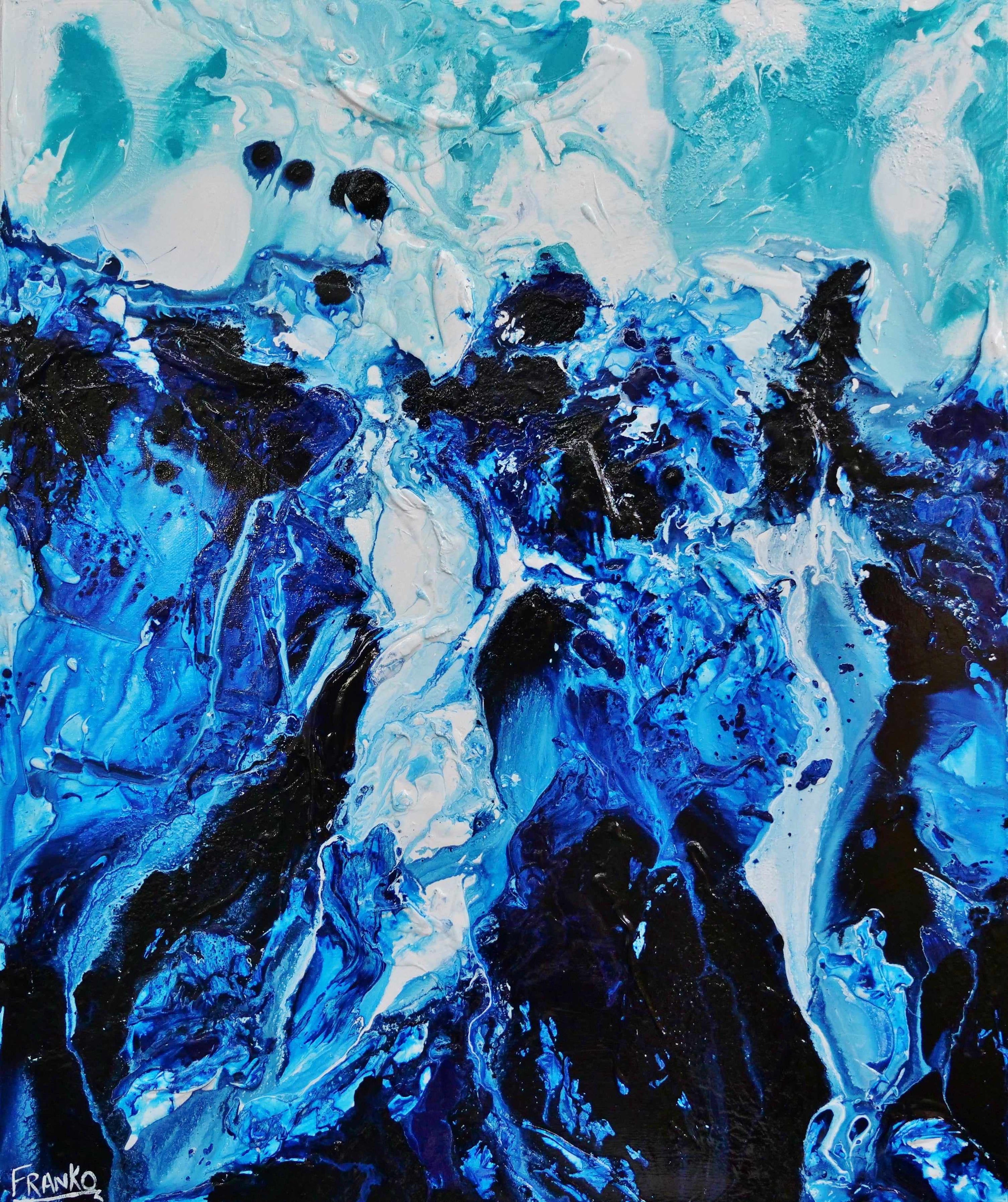 Aqua Motion 120cm x 100cm Blue White Textured Abstract Painting (SOLD)-Abstract-[Franko_Artist]-[Australian_artist]-[Gold_Coast]-[Brisbane]-[modern]-[contemporary]-[original]-[Large_artwork]-Franklin Art Studio