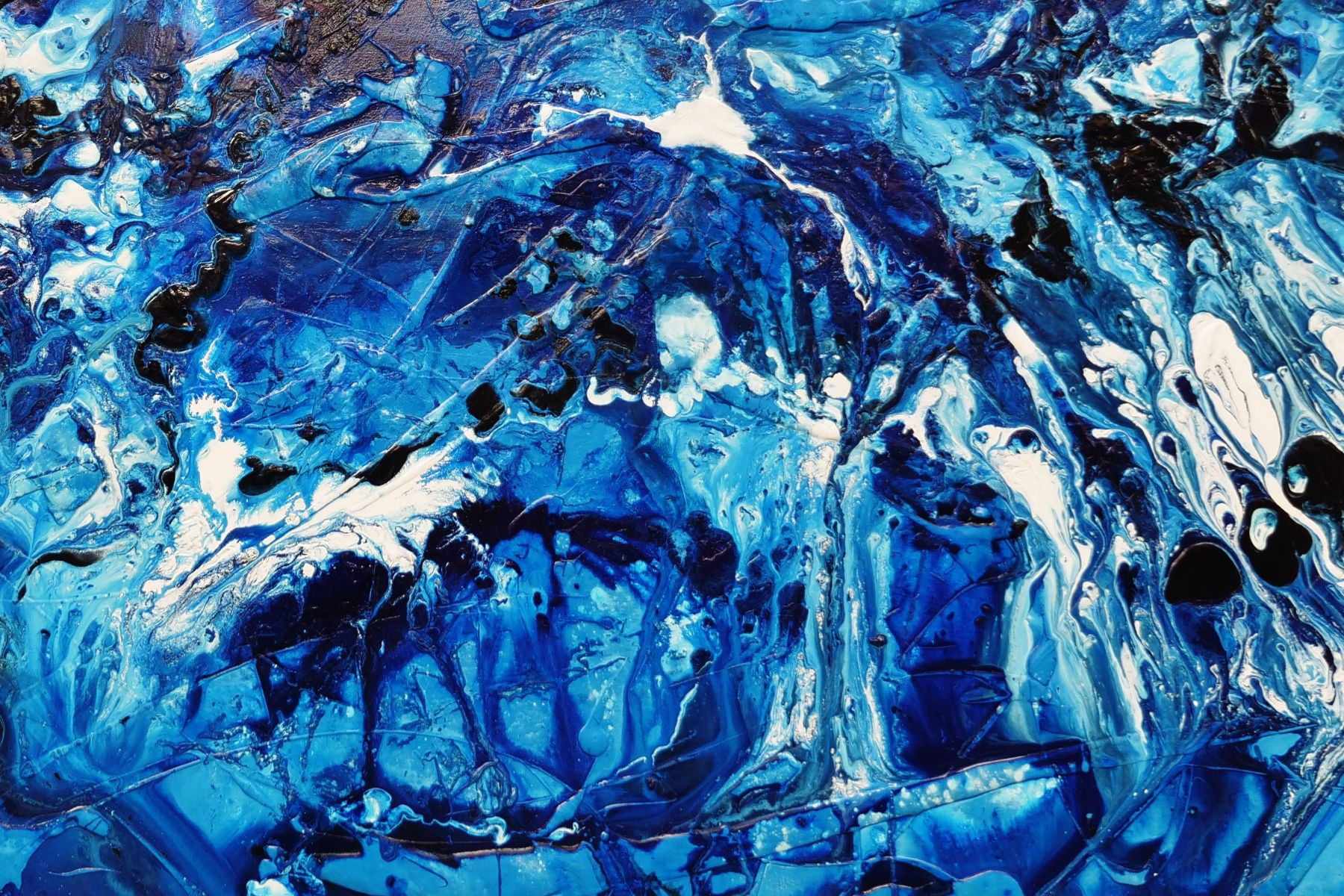 Aquafied 200cm x 120cm Blue White Textured Abstract Painting (SOLD)