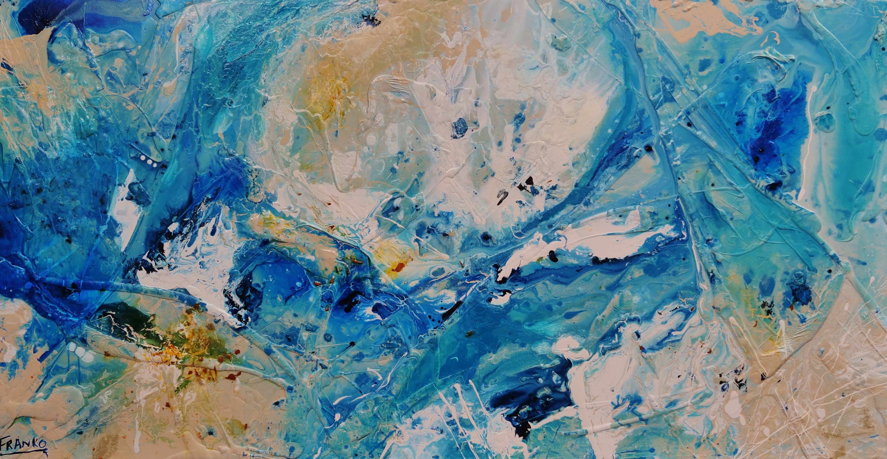 Aquarius 190cm x 100cm Blue Cream Textured Abstract Painting (SOLD)-Abstract-[Franko_Artist]-[Australian_artist]-[Gold_Coast]-[Brisbane]-[modern]-[contemporary]-[original]-[Large_artwork]-Franklin Art Studio