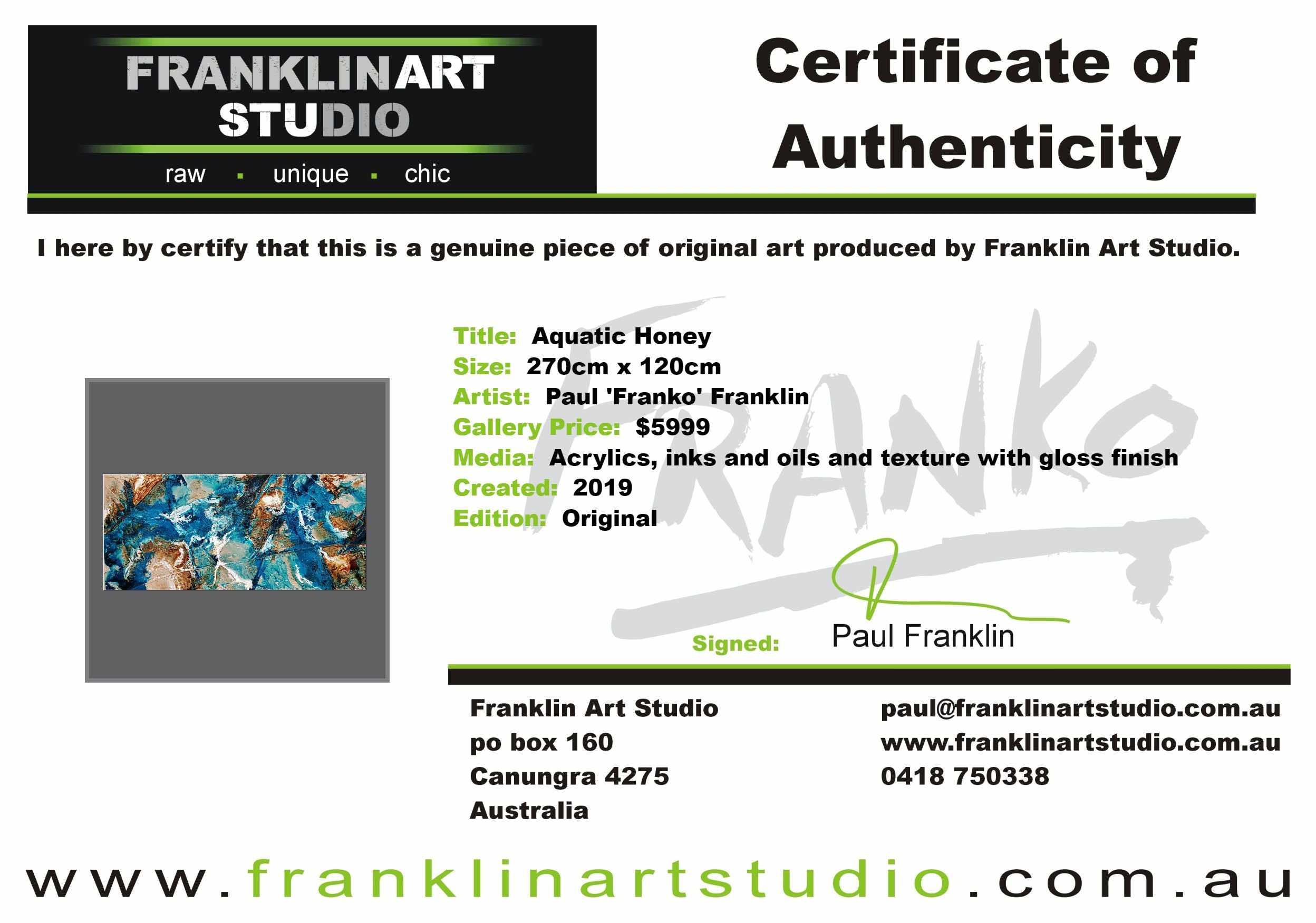 Aquatic Honey 270cm x 120cm Turquoise White Textured Abstract Painting (SOLD)-Abstract-[Franko_Artist]-[The_Block]-[Dream_Homes]-[ideas]-[Grand_Designs]-[Art_Lover]-Franklin Art Studio