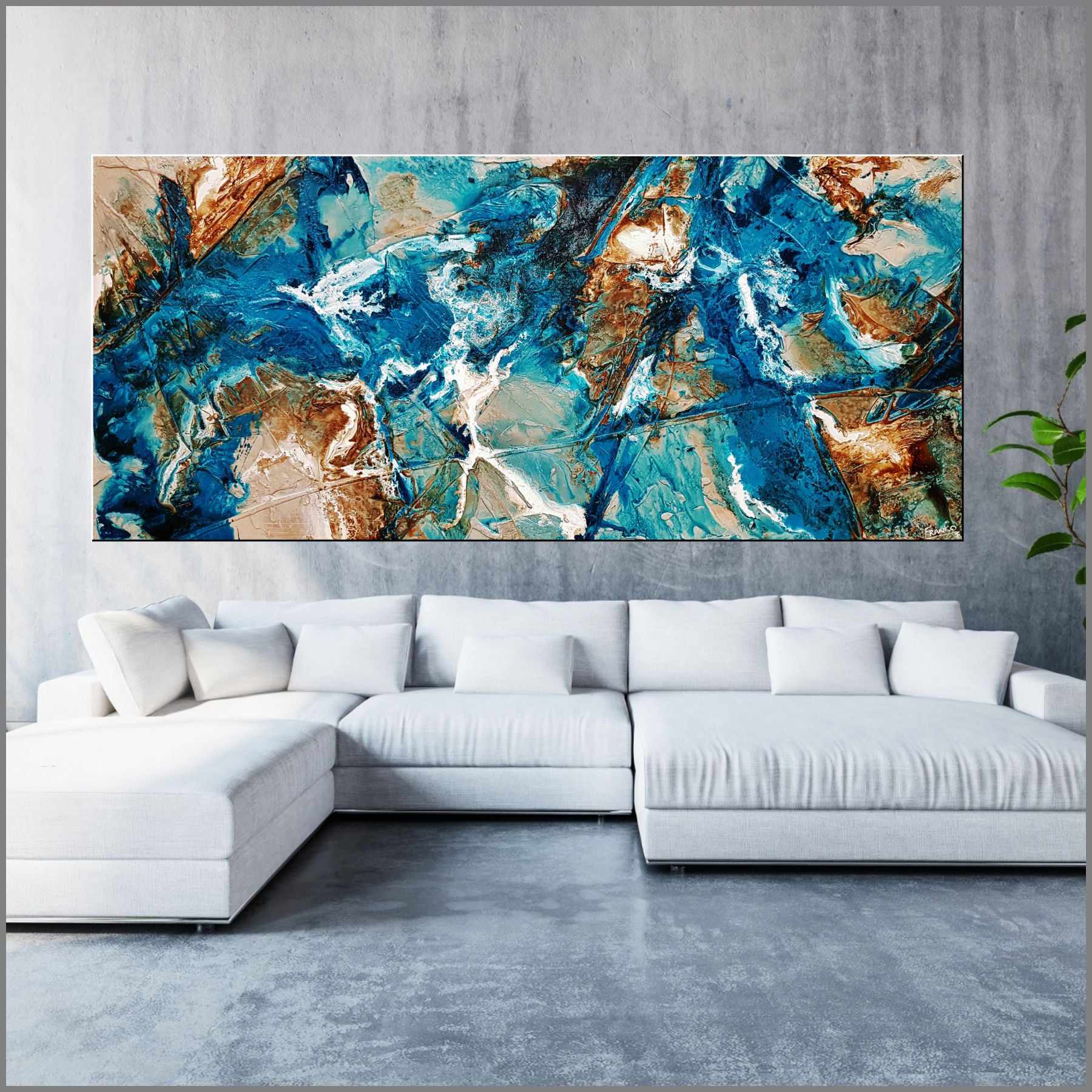 Aquatic Honey 270cm x 120cm Turquoise White Textured Abstract Painting (SOLD)-Abstract-[Franko_Artist]-[Australian_artist]-[Gold_Coast]-[Brisbane]-[modern]-[contemporary]-[original]-[Large_artwork]-[The_Block]-[Dream_Homes]-[ideas]-[Grand_Designs]-[Art_Lover]-Franklin Art Studio