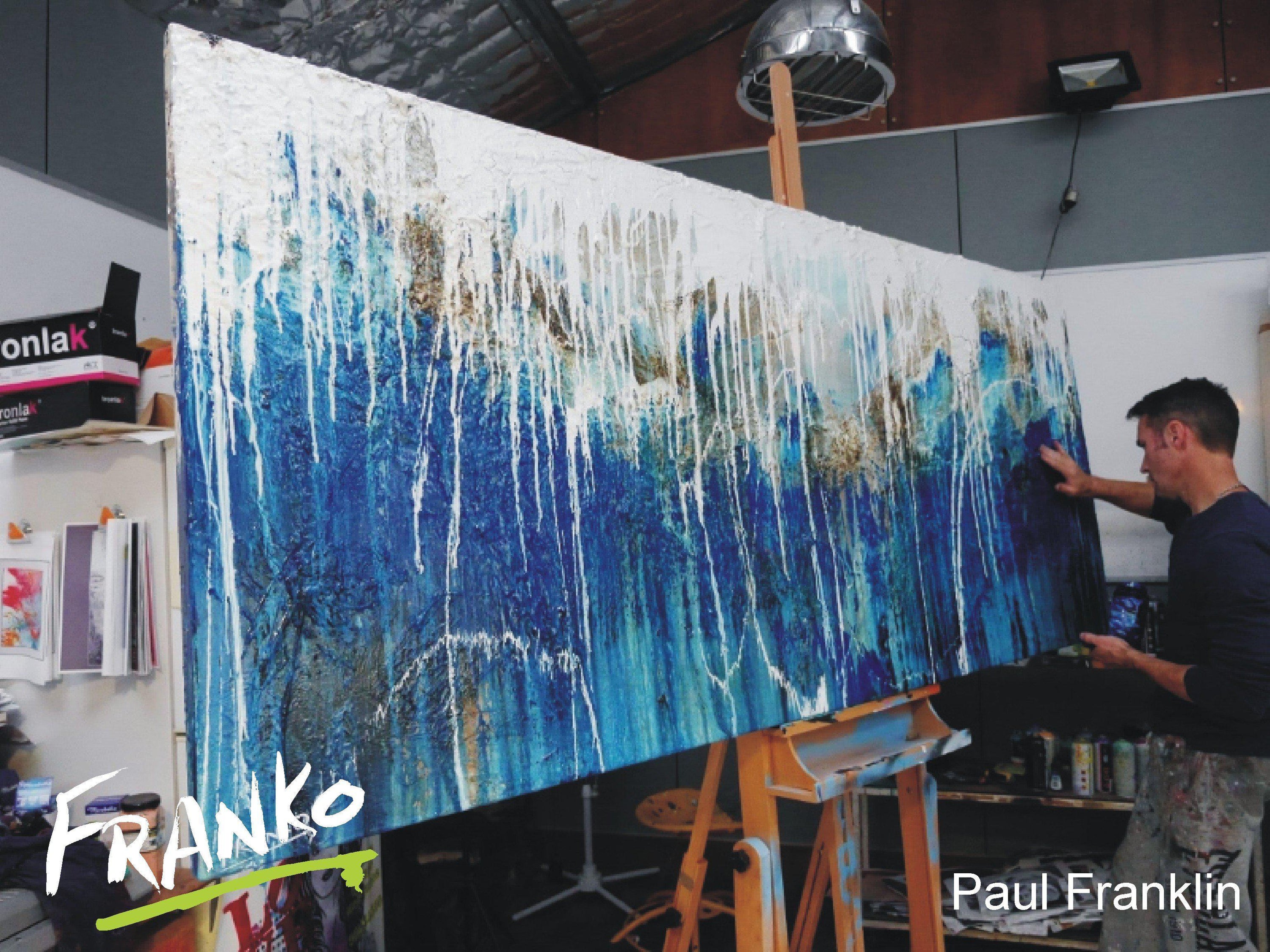 Aquatic Jungle 240cm x 100cm Blue Abstract Painting (SOLD)-abstract-[Franko_Artist]-[The_Block]-[Dream_Homes]-[ideas]- [Grand_Designs]-Franklin Art Studio