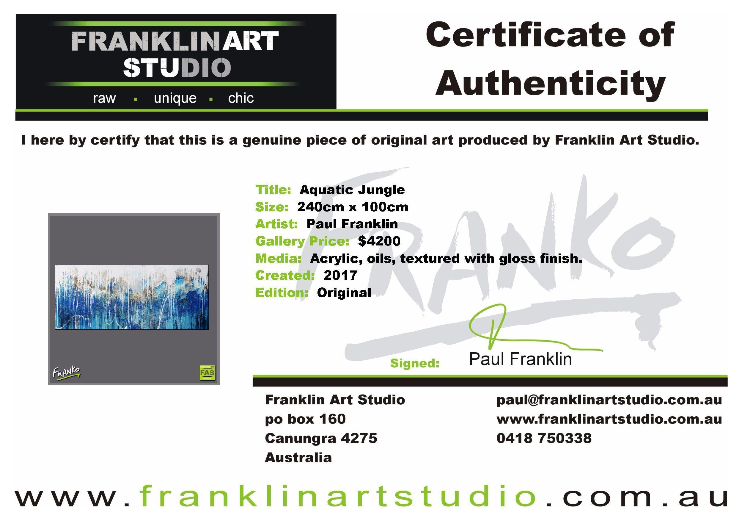 Aquatic Jungle 240cm x 100cm Blue Abstract Painting (SOLD)-abstract-[Franko_Artist]-[The_Block]-[Dream_Homes]-[ideas]-[Grand_Designs]-[Art_Lover]-Franklin Art Studio