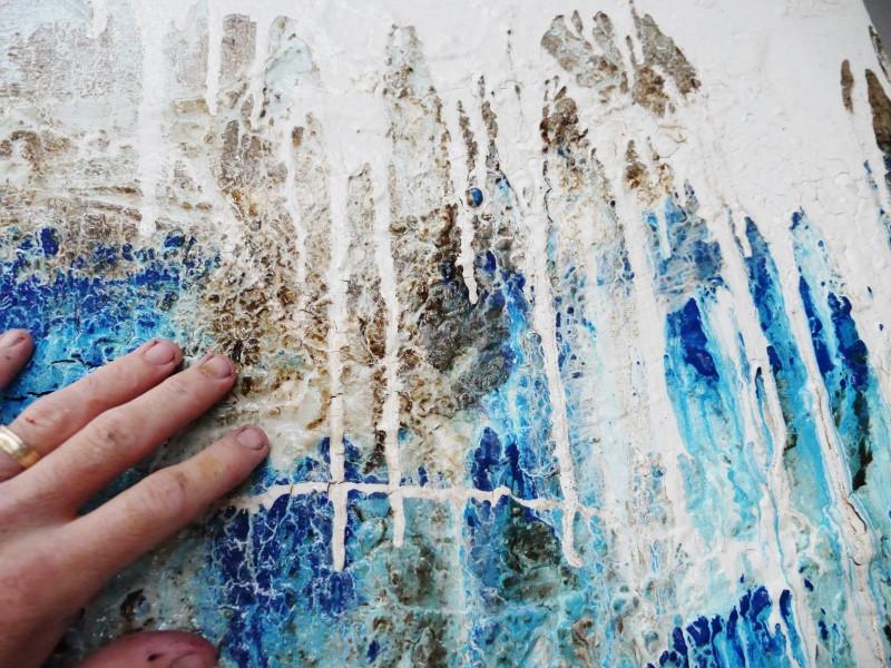 Aquatic Jungle 240cm x 100cm Blue Abstract Painting (SOLD)