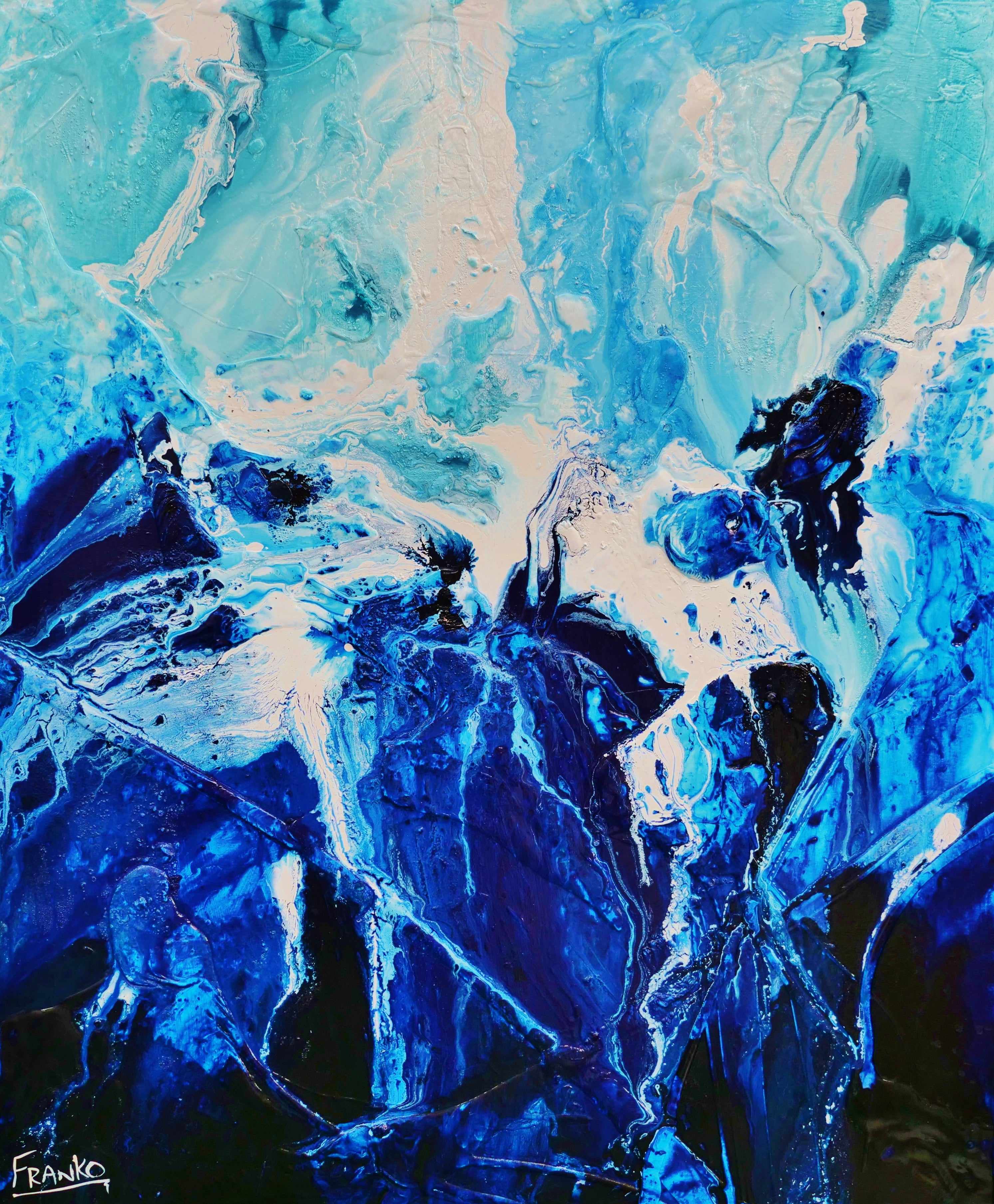 Aquatic Mantle 120cm x 100cm Blue White Textured Abstract Painting (SOLD)-Abstract-[Franko_Artist]-[Australian_artist]-[Gold_Coast]-[Brisbane]-[modern]-[contemporary]-[original]-[Large_artwork]-Franklin Art Studio