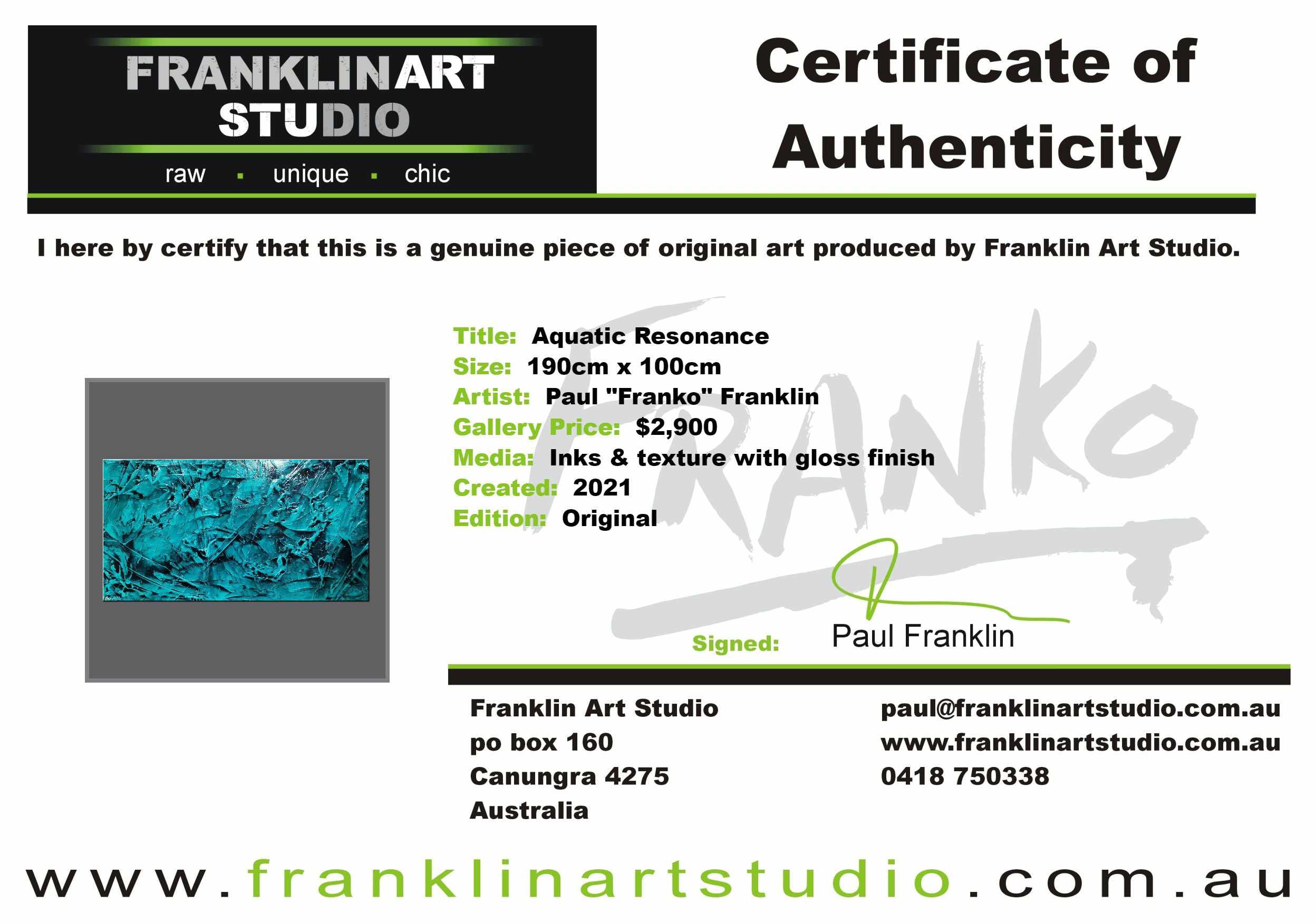 Aquatic Resonance 190cm x 100cm Teal Ink Textured Abstract Painting (SOLD)-Abstract-[Franko_Artist]-[The_Block]-[Dream_Homes]-[ideas]-[Grand_Designs]-[Art_Lover]-Franklin Art Studio