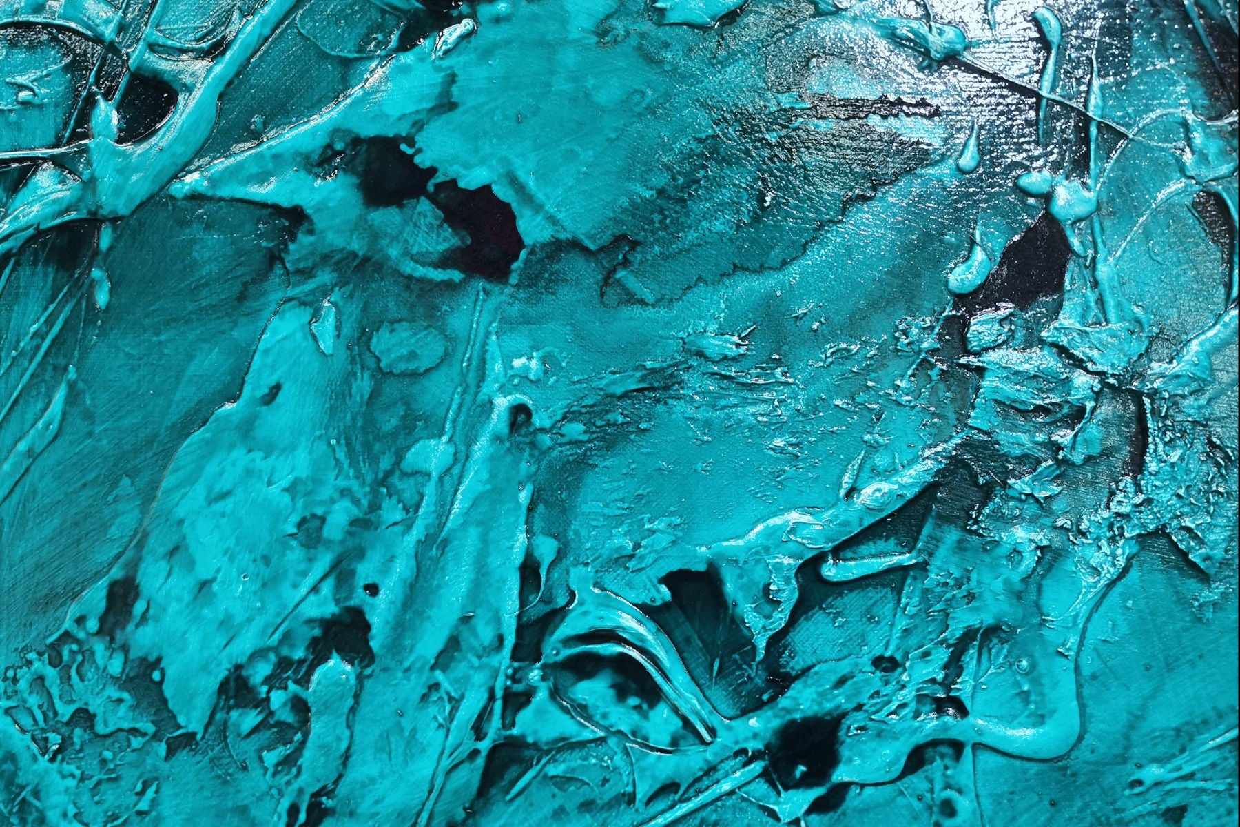 Aquatic Resonance 190cm x 100cm Teal Ink Textured Abstract Painting (SOLD)-Abstract-[Franko]-[Artist]-[Australia]-[Painting]-Franklin Art Studio