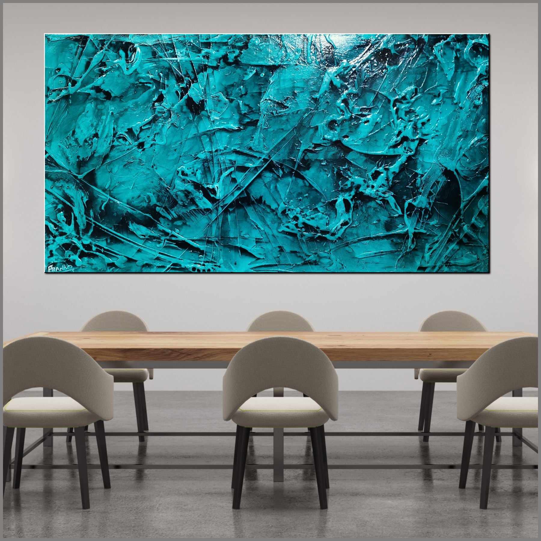 Aquatic Resonance 190cm x 100cm Teal Ink Textured Abstract Painting (SOLD)-Abstract-[Franko_Artist]-[Australian_artist]-[Gold_Coast]-[Brisbane]-[modern]-[contemporary]-[original]-[Large_artwork]-[The_Block]-[Dream_Homes]-[ideas]-[Grand_Designs]-[Art_Lover]-Franklin Art Studio