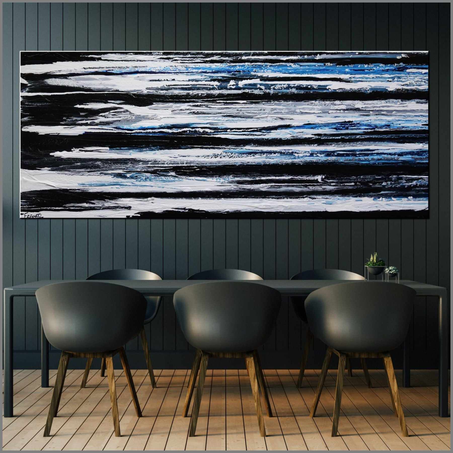 Arctic Prush 200cm x 80cm Black White Blue Textured Abstract Painting (SOLD)-Abstract-[Franko_Artist]-[Australian_artist]-[Gold_Coast]-[Brisbane]-[modern]-[contemporary]-[original]-[Large_artwork]-[The_Block]-[Dream_Homes]-[ideas]-[Grand_Designs]-[Art_Lover]-Franklin Art Studio