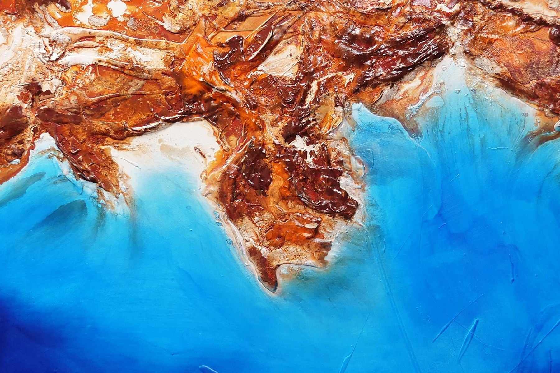 Arid Coast 150cm x 150cm Blue Oxide Textured Abstract Painting (SOLD)