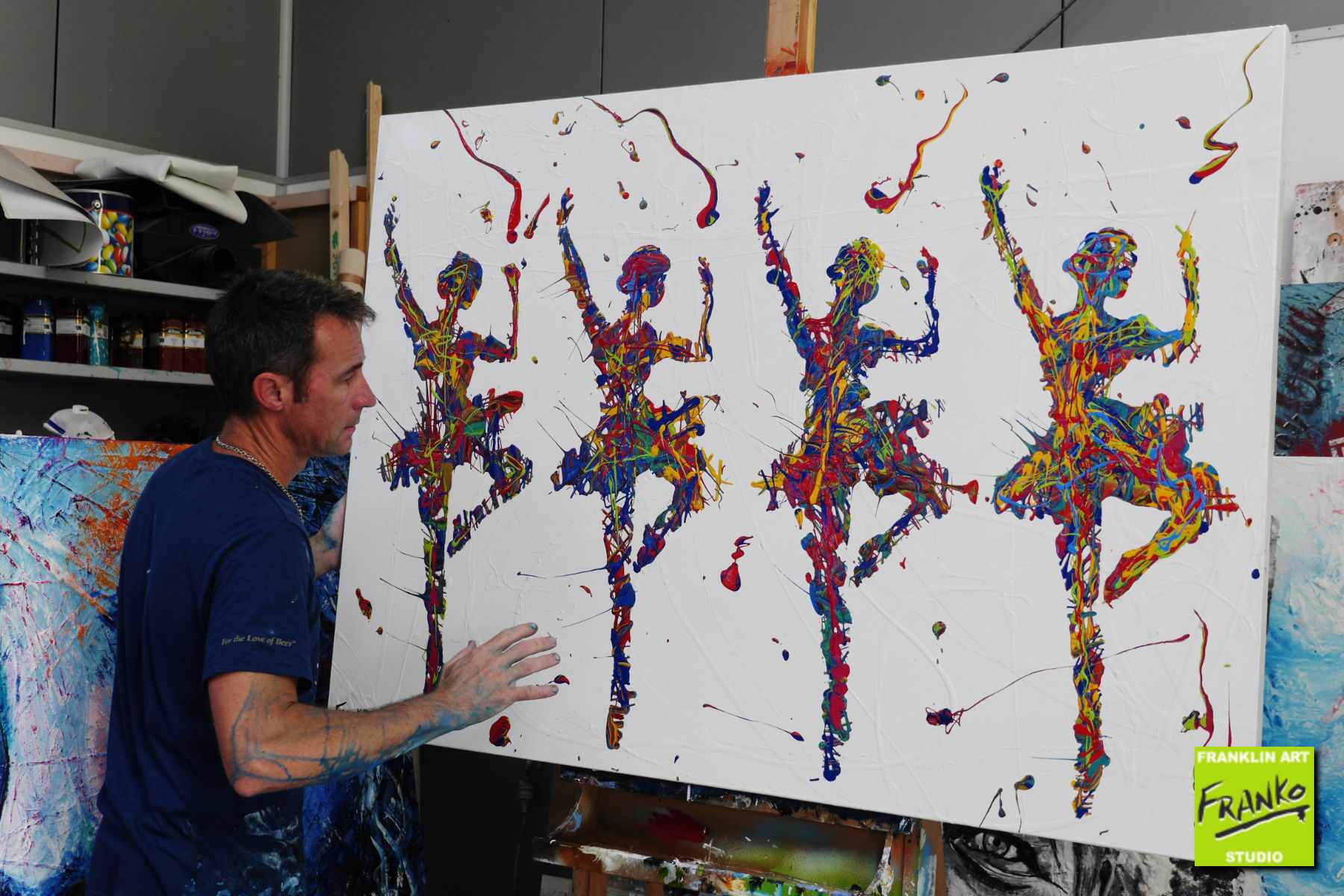 At The Ballet 140cm x 100cm Ballerina Pop Art Painting (SOLD)-urban pop-[Franko_Artist]-[The_Block]-[Dream_Homes]-[ideas]- [Grand_Designs]-Franklin Art Studio