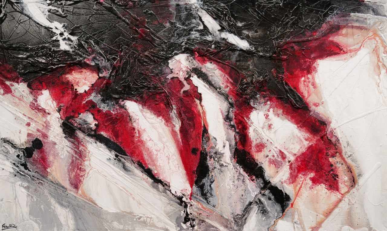 Atomic Jam 200cm x 120cm Red Black White Textured Abstract Painting (SOLD)-Abstract-[Franko_Artist]-[Australian_artist]-[Gold_Coast]-[Brisbane]-[modern]-[contemporary]-[original]-[Large_artwork]-Franklin Art Studio