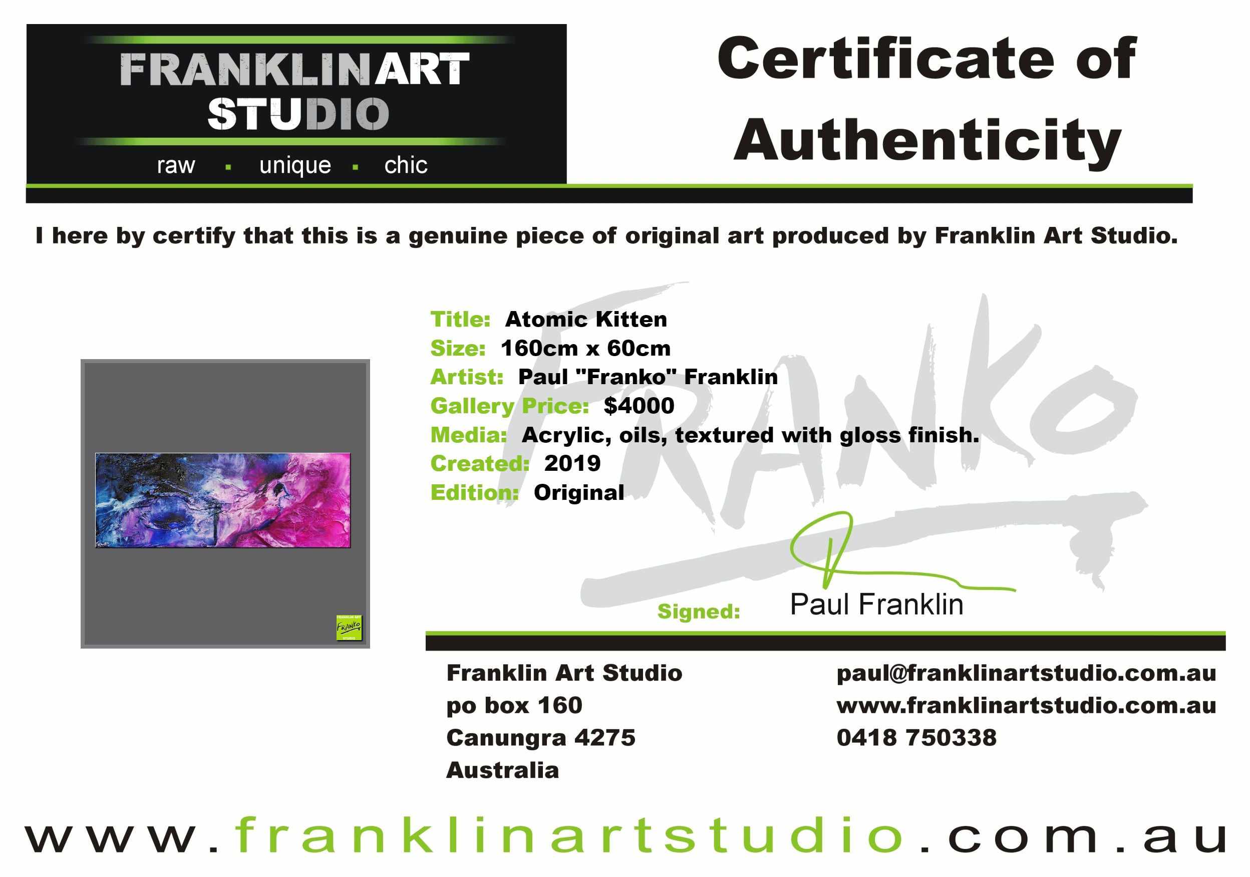 Atomic Kitten 160cm x 60cm Black White Pink Blue Textured Abstract Painting (SOLD)-Abstract-[Franko_Artist]-[The_Block]-[Dream_Homes]-[ideas]-[Grand_Designs]-[Art_Lover]-Franklin Art Studio