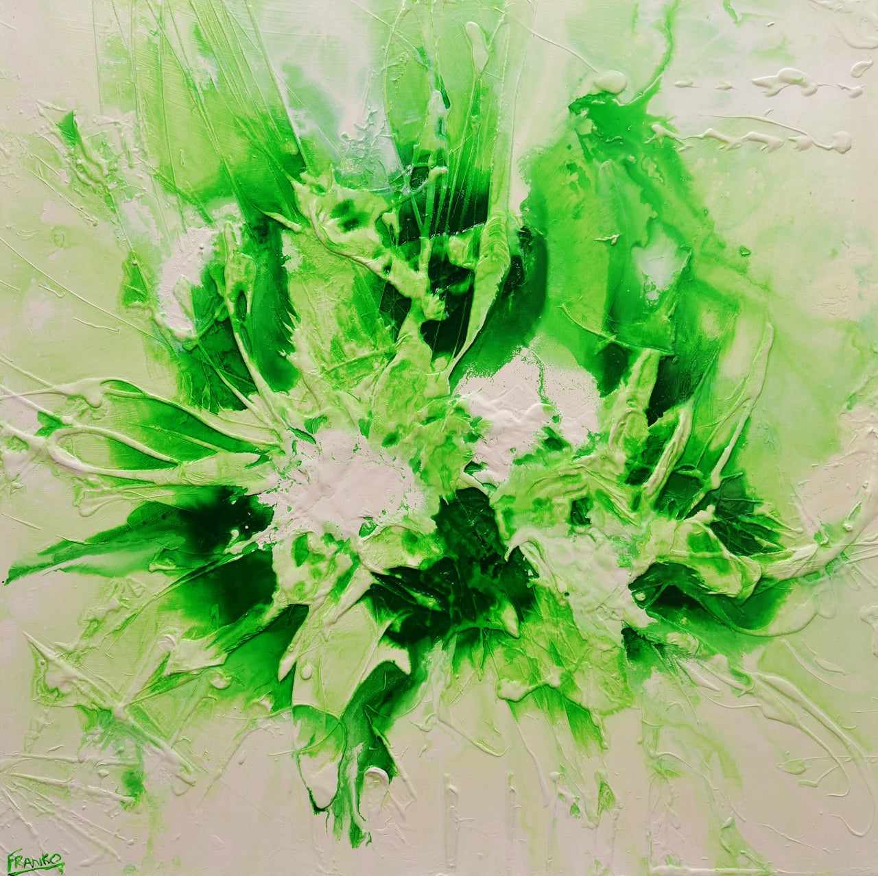 Atomic Lime 120cm x 120cm Lime Green Textured Abstract Painting (SOLD)-Abstract-[Franko_Artist]-[Australian_artist]-[Gold_Coast]-[Brisbane]-[modern]-[contemporary]-[original]-[Large_artwork]-Franklin Art Studio