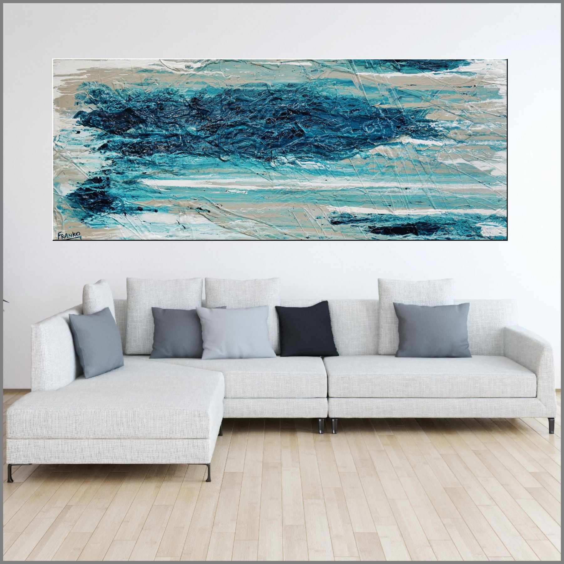Atomic Malt 200cm x 80cm Blue Cream Textured Abstract Painting (SOLD)-Abstract-[Franko_Artist]-[Australian_artist]-[Gold_Coast]-[Brisbane]-[modern]-[contemporary]-[original]-[Large_artwork]-[The_Block]-[Dream_Homes]-[ideas]-[Grand_Designs]-[Art_Lover]-Franklin Art Studio