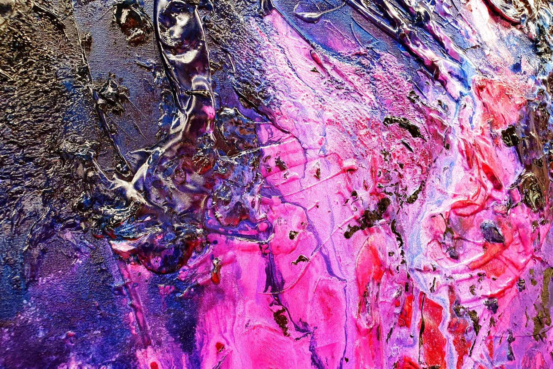 Atomic Ninja 140cm x 100cm Pink Blue Textured Abstract Painting (SOLD)