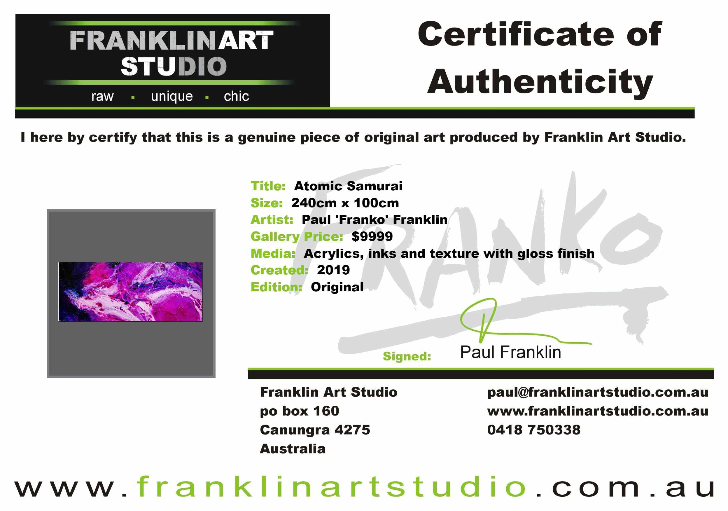 Atomic Samurai 240cm x 100cm Pink White Purple Textured Abstract Painting (SOLD)-Abstract-[Franko_Artist]-[The_Block]-[Dream_Homes]-[ideas]-[Grand_Designs]-[Art_Lover]-Franklin Art Studio