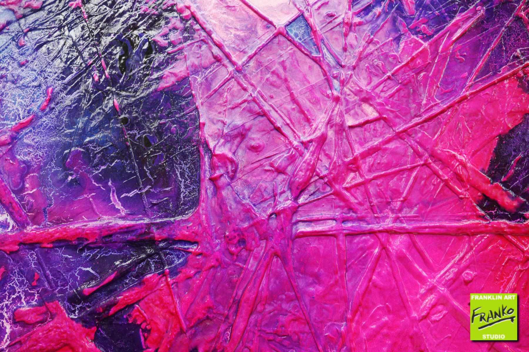 Atoms & Neutrons 140cm x 100cm Pink Blue Textured Abstract Painting (SOLD)
