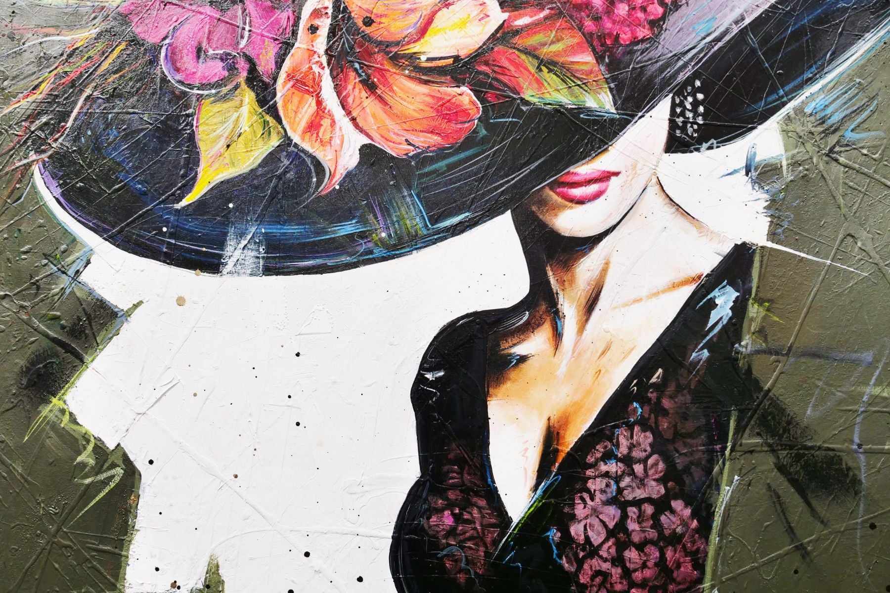 Audrey 140cm x 100cm Flower Hat Abstract Realism Textured Painting (SOLD)