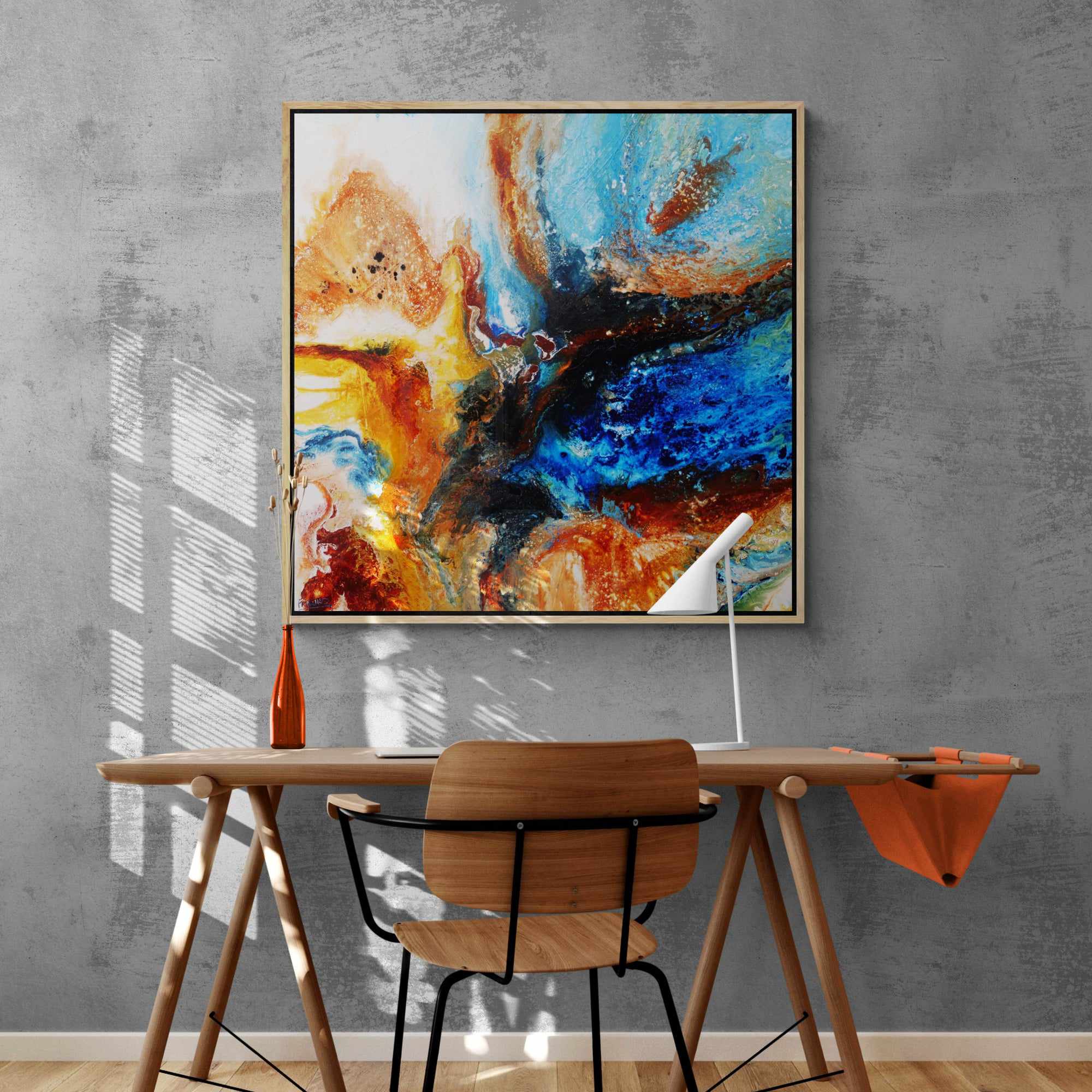 Australian Delta 120cm x 120cm Blue Rust Textured Abstract Painting (SOLD)-Abstract-[Franko_Artist]-[Australian_artist]-[Gold_Coast]-[Brisbane]-[modern]-[contemporary]-[original]-[Large_artwork]-[The_Block]-[Dream_Homes]-[ideas]-[Grand_Designs]-[Art_Lover]-Franklin Art Studio