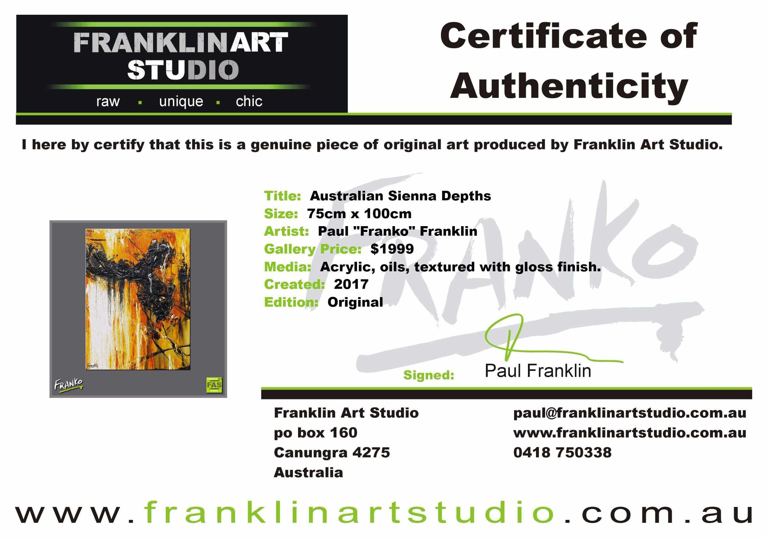 Australian Sienna Depths 75cm x 100cm Sienna Abstract Painting (SOLD)-abstract-[Franko_Artist]-[The_Block]-[Dream_Homes]-[ideas]-[Grand_Designs]-[Art_Lover]-Franklin Art Studio