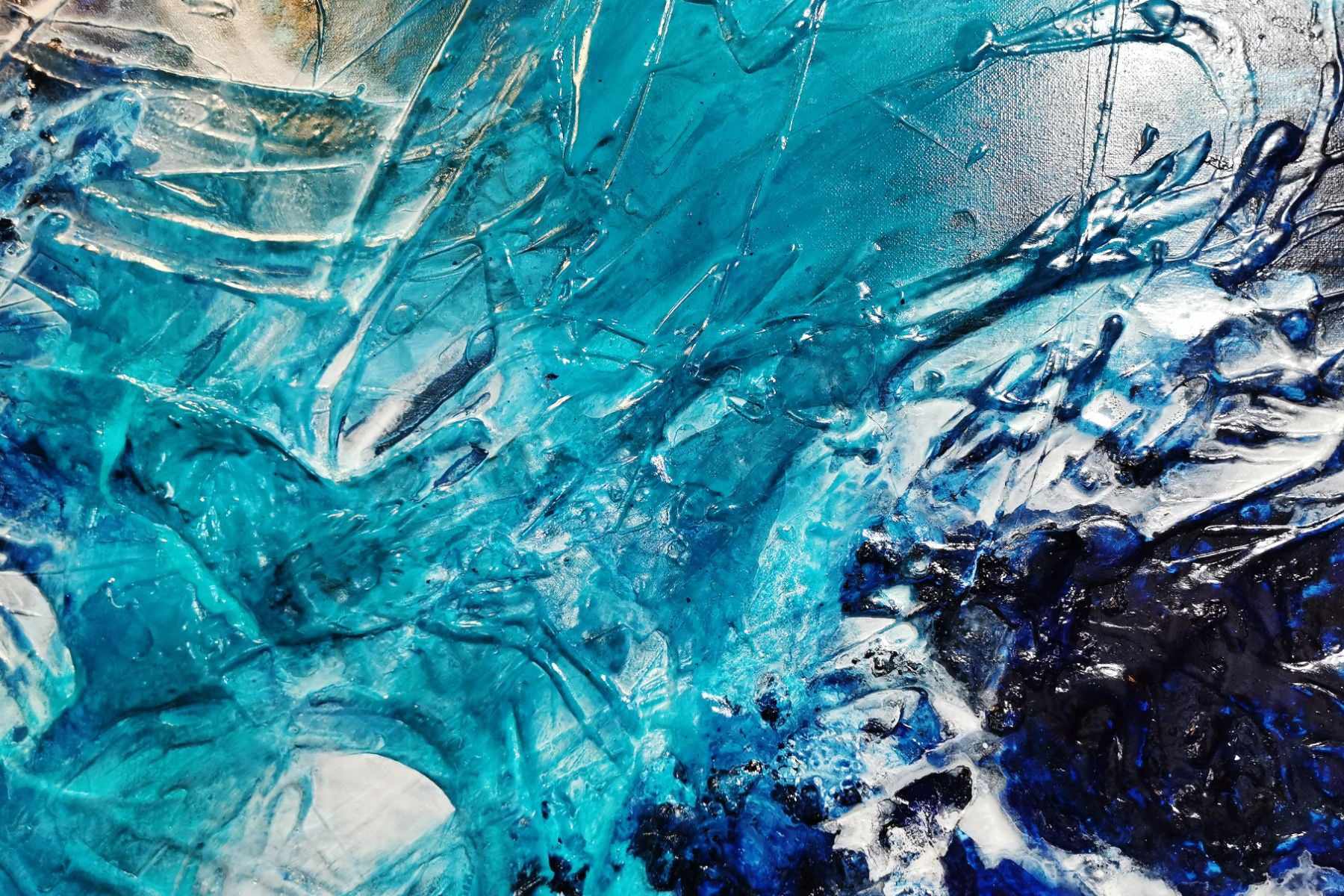 Azure Royalty 270cm x 120cm Blue White Textured Abstract Painting (SOLD)