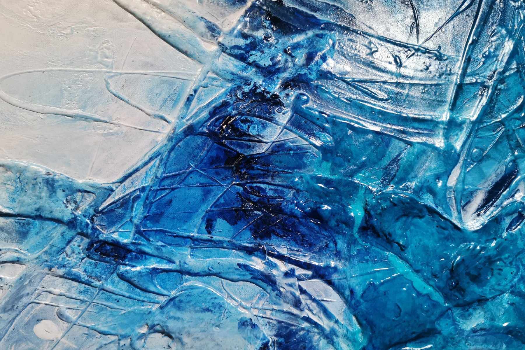 Azure Royalty 270cm x 120cm Blue White Textured Abstract Painting (SOLD)-Abstract-[Franko]-[Artist]-[Australia]-[Painting]-Franklin Art Studio