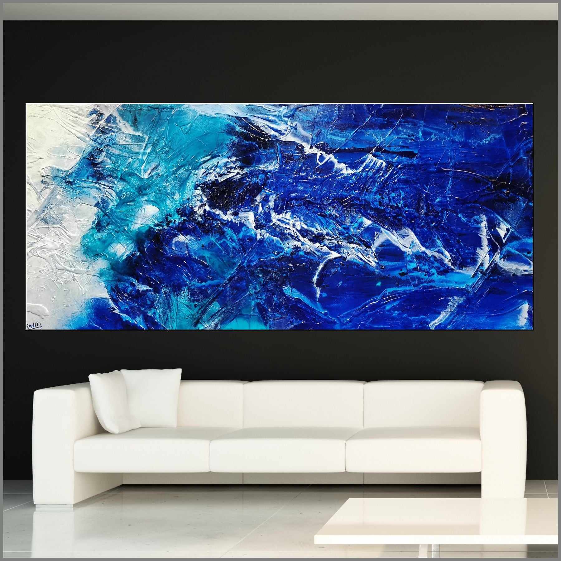 Azure Royalty 270cm x 120cm Blue White Textured Abstract Painting (SOLD)-Abstract-[Franko_Artist]-[Australian_artist]-[Gold_Coast]-[Brisbane]-[modern]-[contemporary]-[original]-[Large_artwork]-[The_Block]-[Dream_Homes]-[ideas]-[Grand_Designs]-[Art_Lover]-Franklin Art Studio