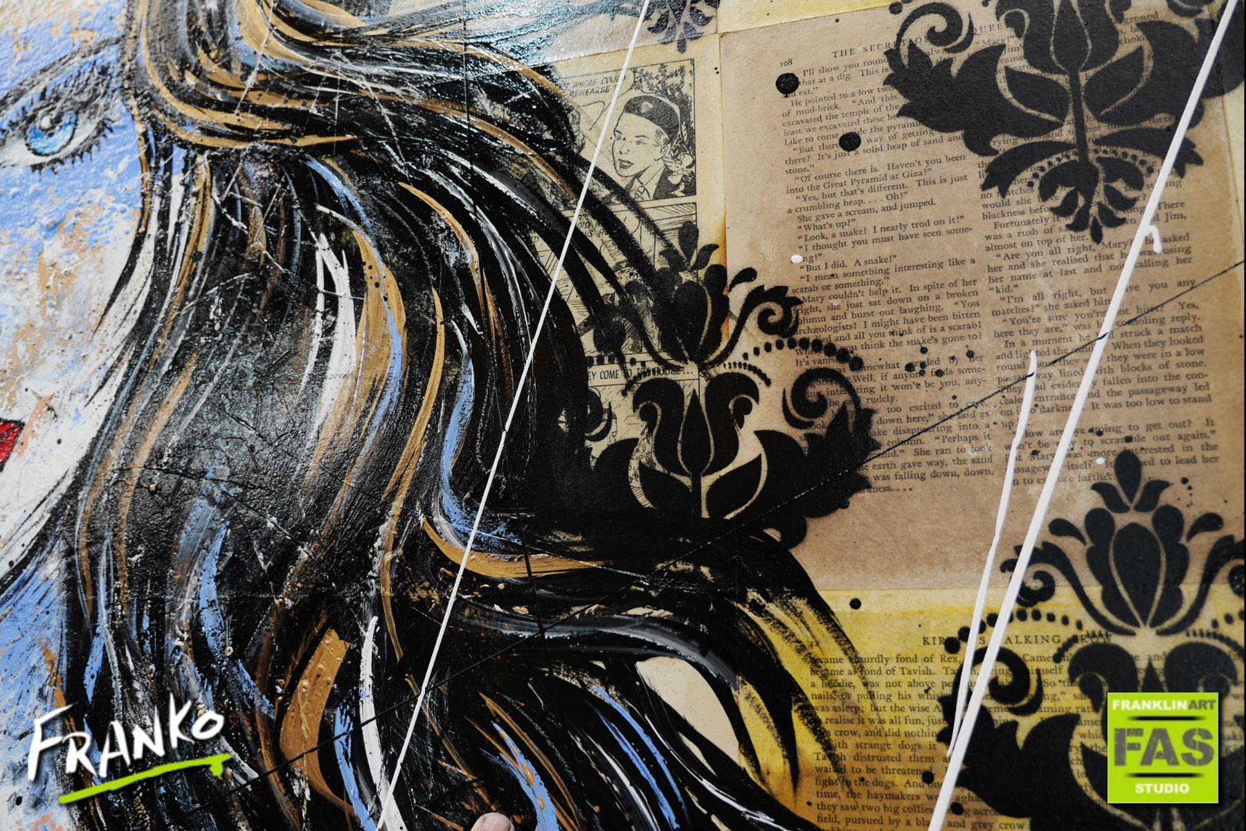 Baby Blues 120cm x 100cm Sexy Lingerie 50 Shades of Grey Book Page Urban Pop art Painting (SOLD)
